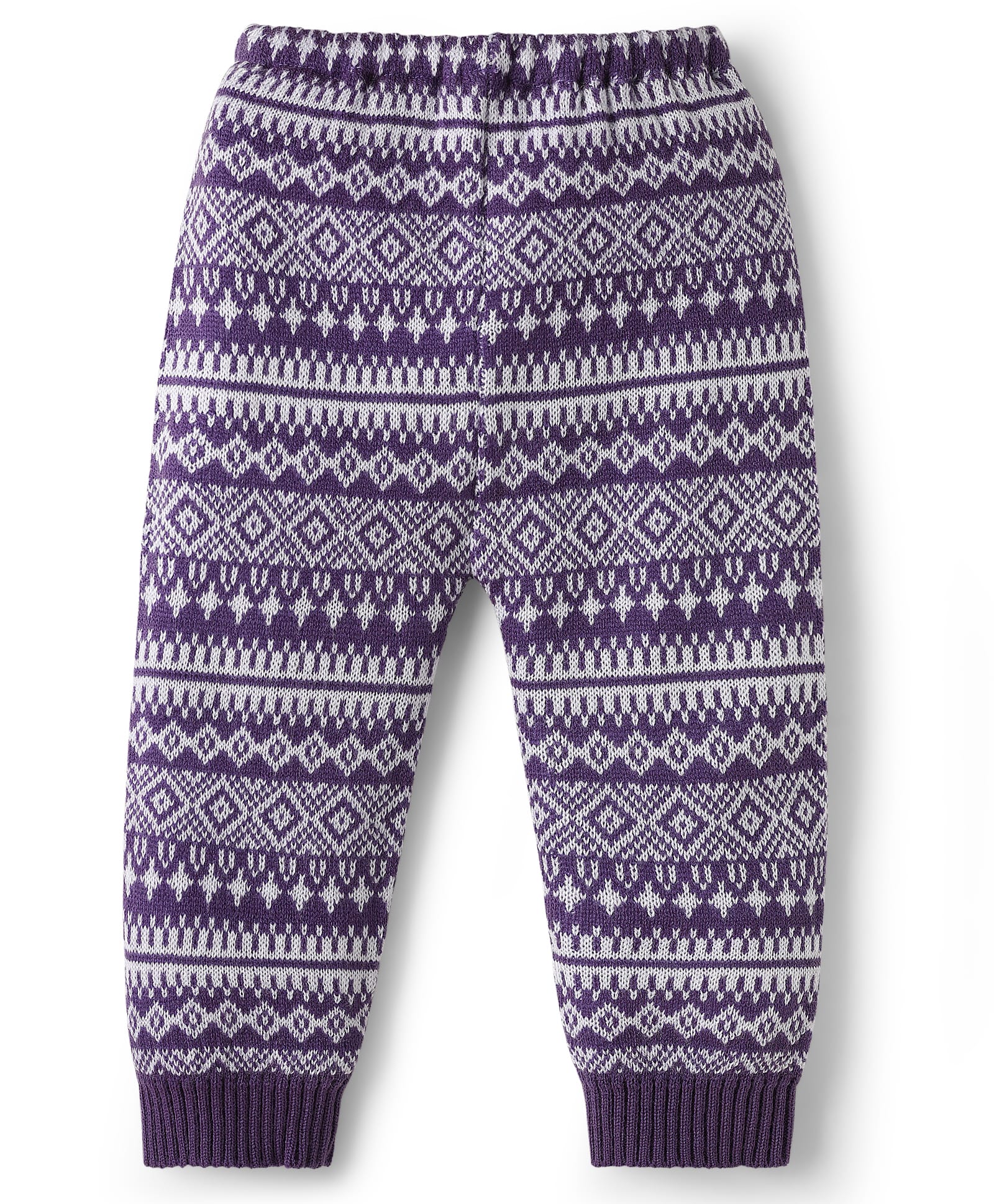 Babyhug Knit Full Length Fleece Pant with Design - Purple-image-24