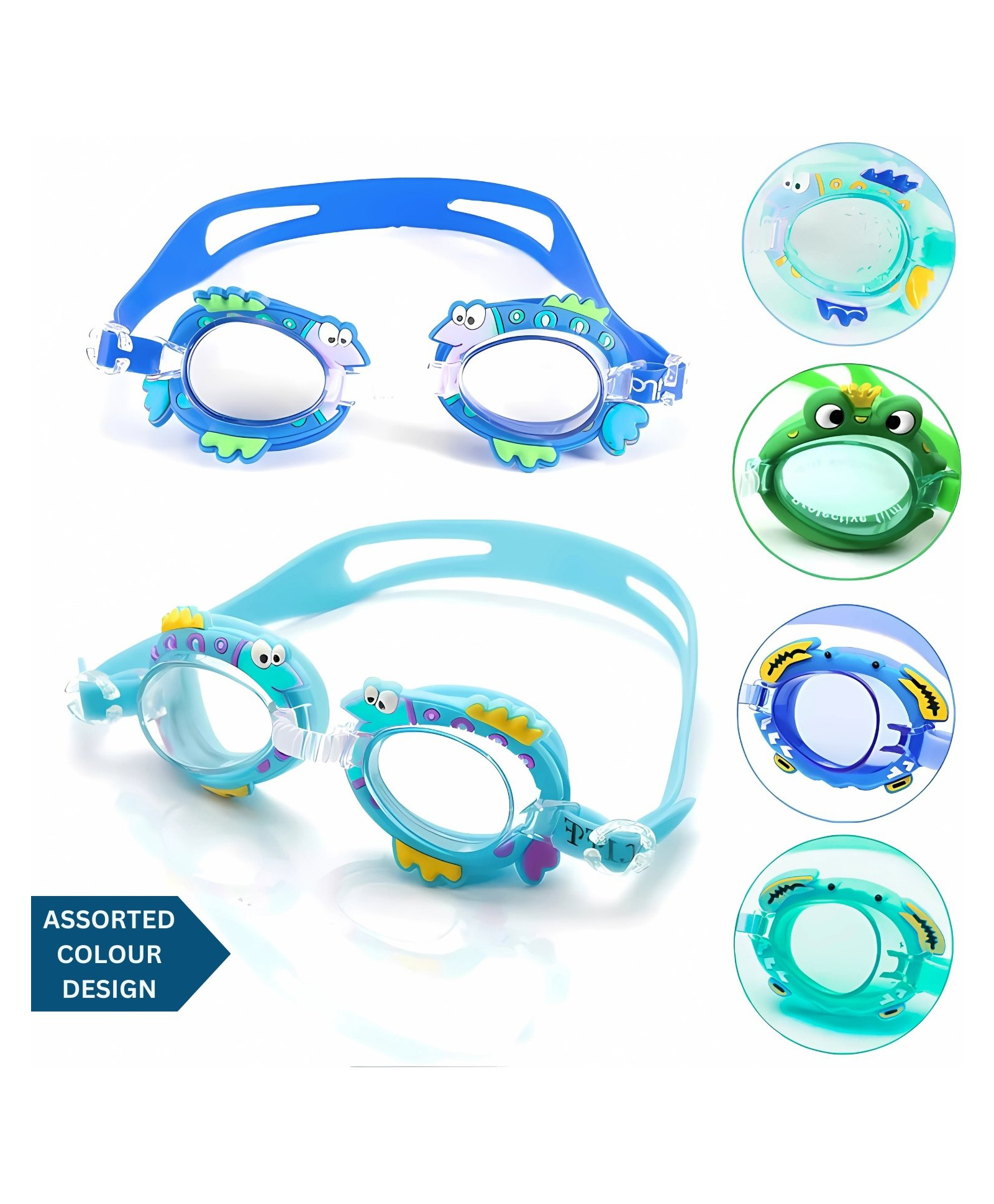 KARBD Swimming Goggles Universal Size Cartoon Design for Kids - Assorted Cartoon Design, Multicolor-image-14