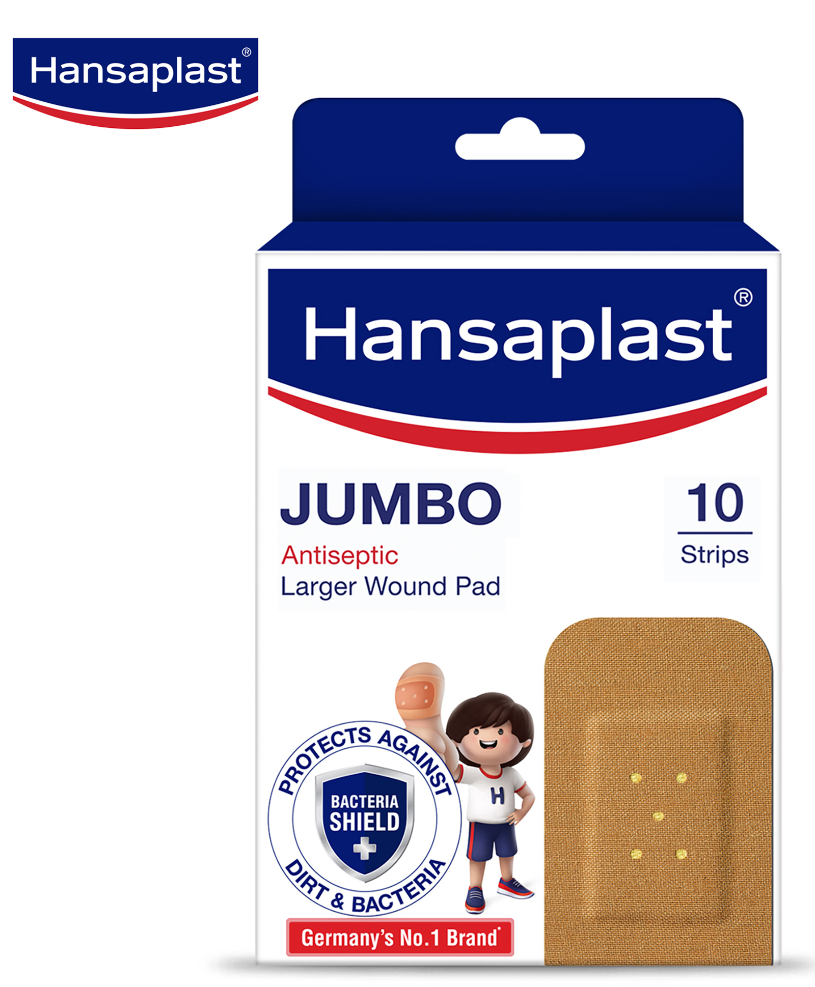 Hansaplast Antiseptic Jumbo Bandage First Aid Essential Pack For Larger Wounds - 10 Strips-picture-16
