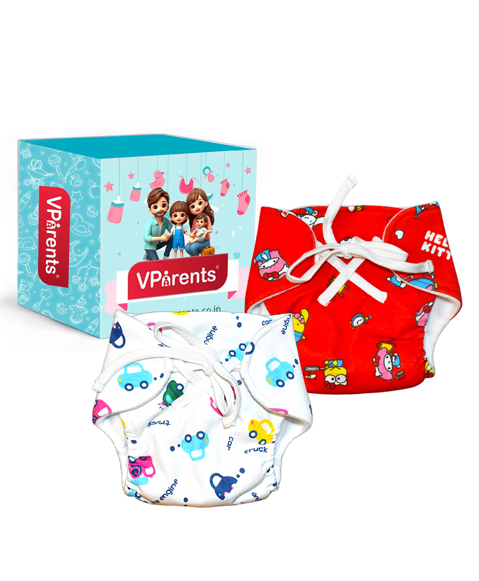 VParents Cotton Modern Baby Nappy Mess-free Langot with soft Elastics DryFeel Top Layer Diaper-free Time - Pack of 2-image-32