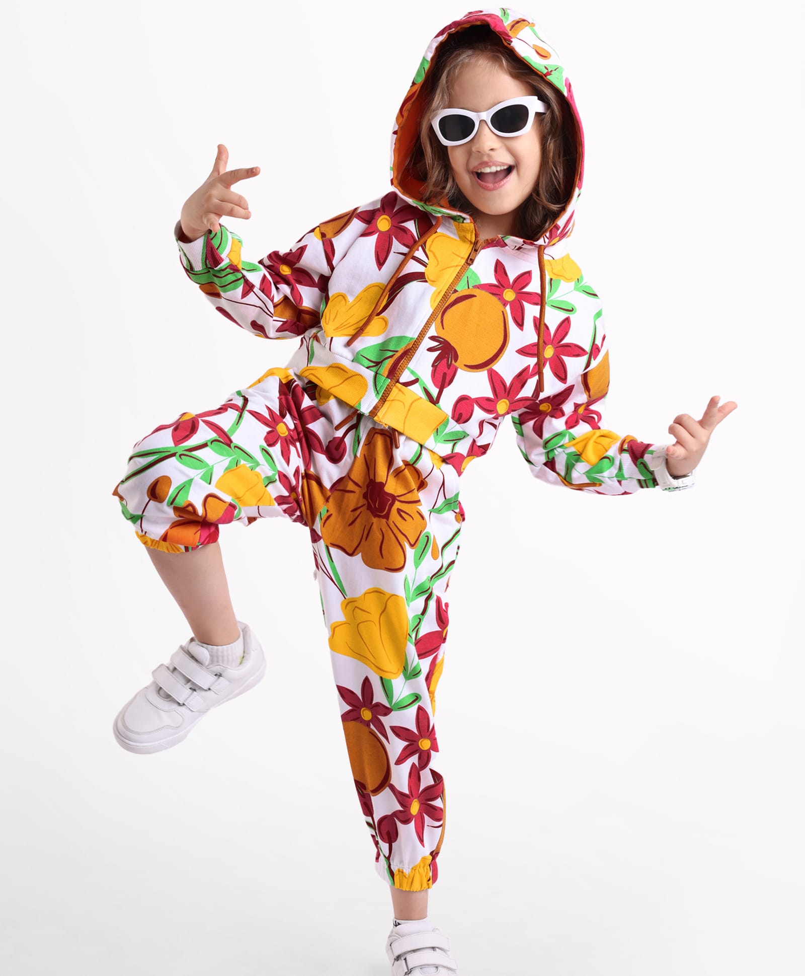 OLLINGTON ST. Cotton Winter-Wear Set of Printed Full Sleeves Zipper Hoodie & Joggers -Multicolor-image-30