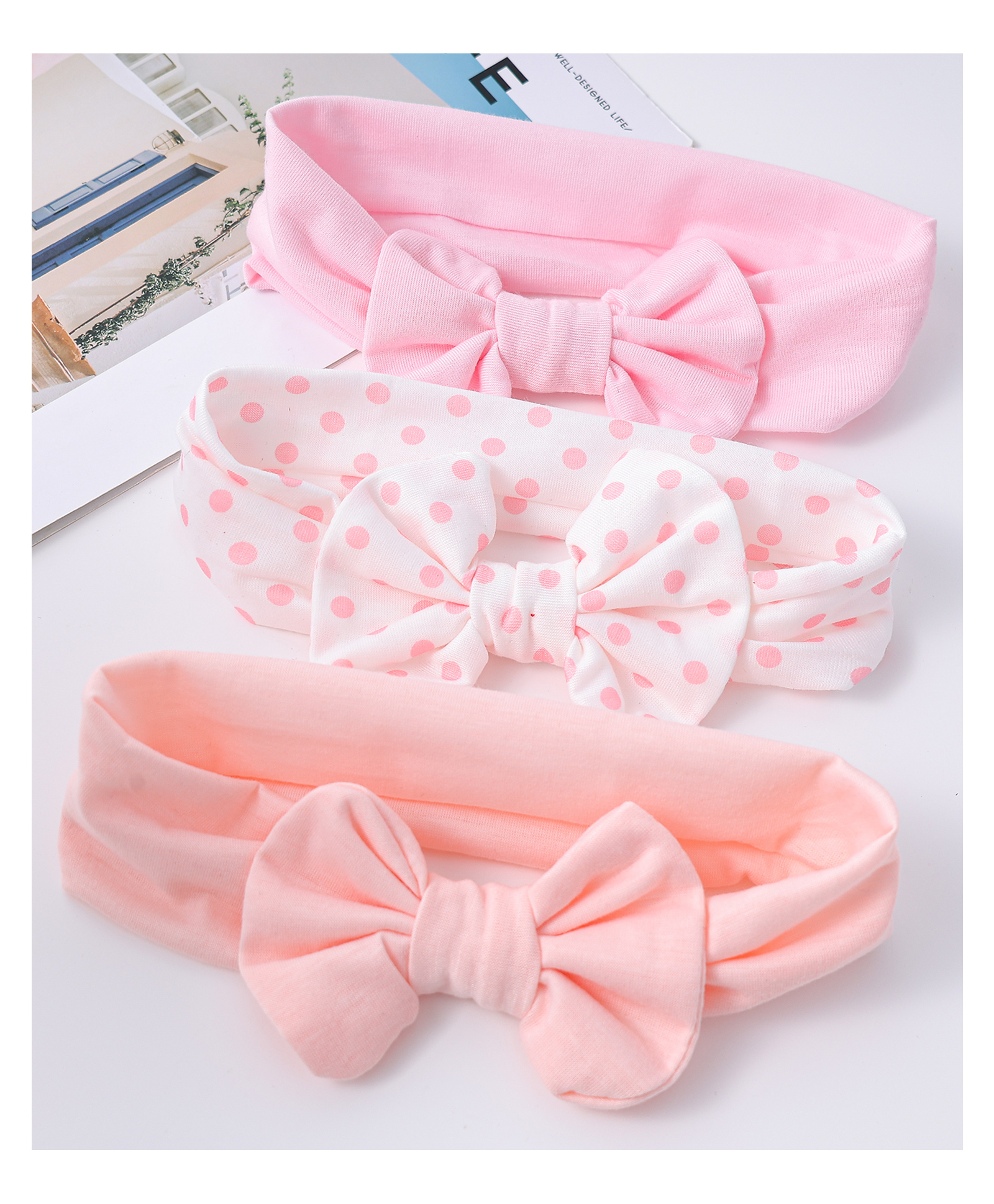 Babyhug Bow Applique Headbands Pack of 3 - Pink-image-4