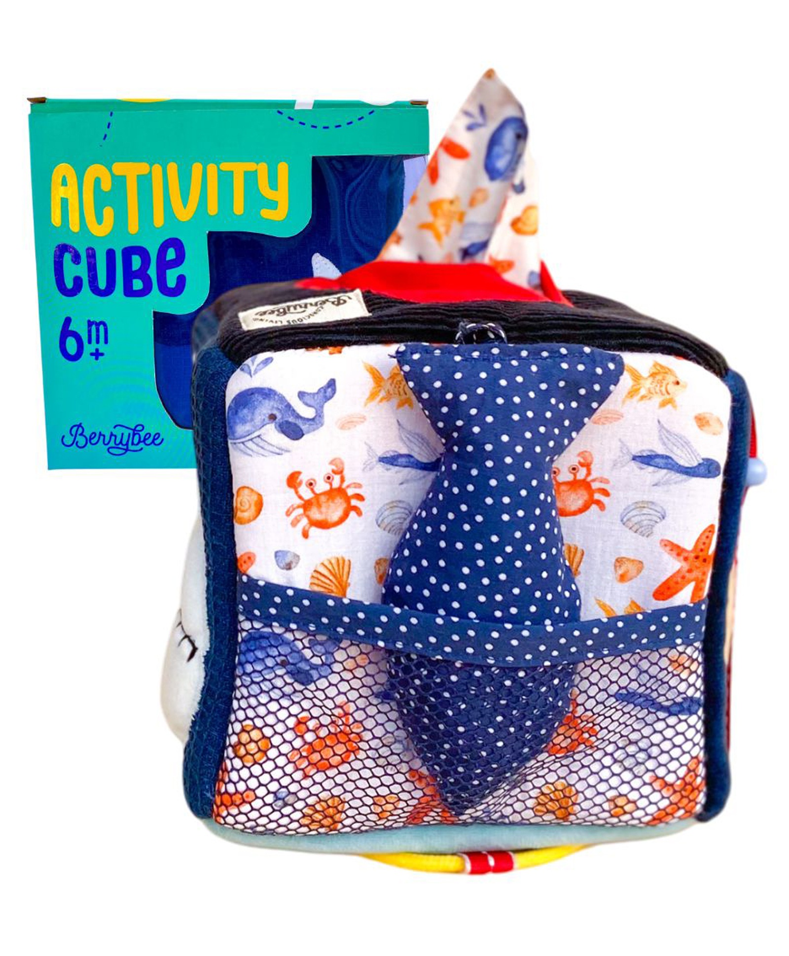 BERRYBEE Activity Cube for Toddlers 6 Month +,Peek & Seek Sensory Discovery Cube, Selfie Mirror, Early Fine Motor Skills Development, Best Travel Toy (Nautical)-image-34