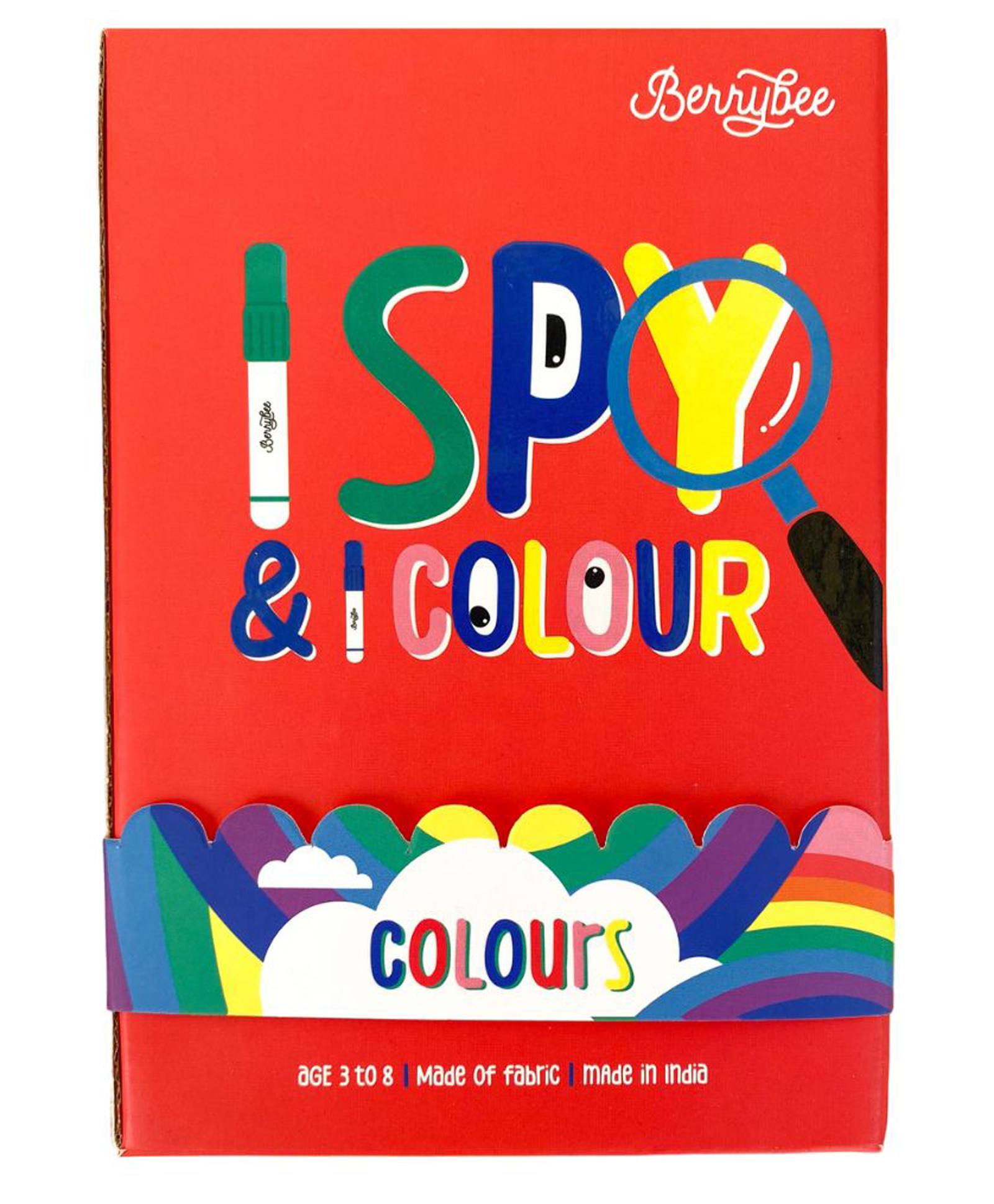 BERRYBEE I Spy & I Colour Colour we see- Fabric Coloring Mat 12x20 Inches, I Spy Game Memory Game for Kids, Toddlers Boys & Girls Gift, 6 Washable Markers,Reusable,Tear & Wrinkle Resistant-image-9