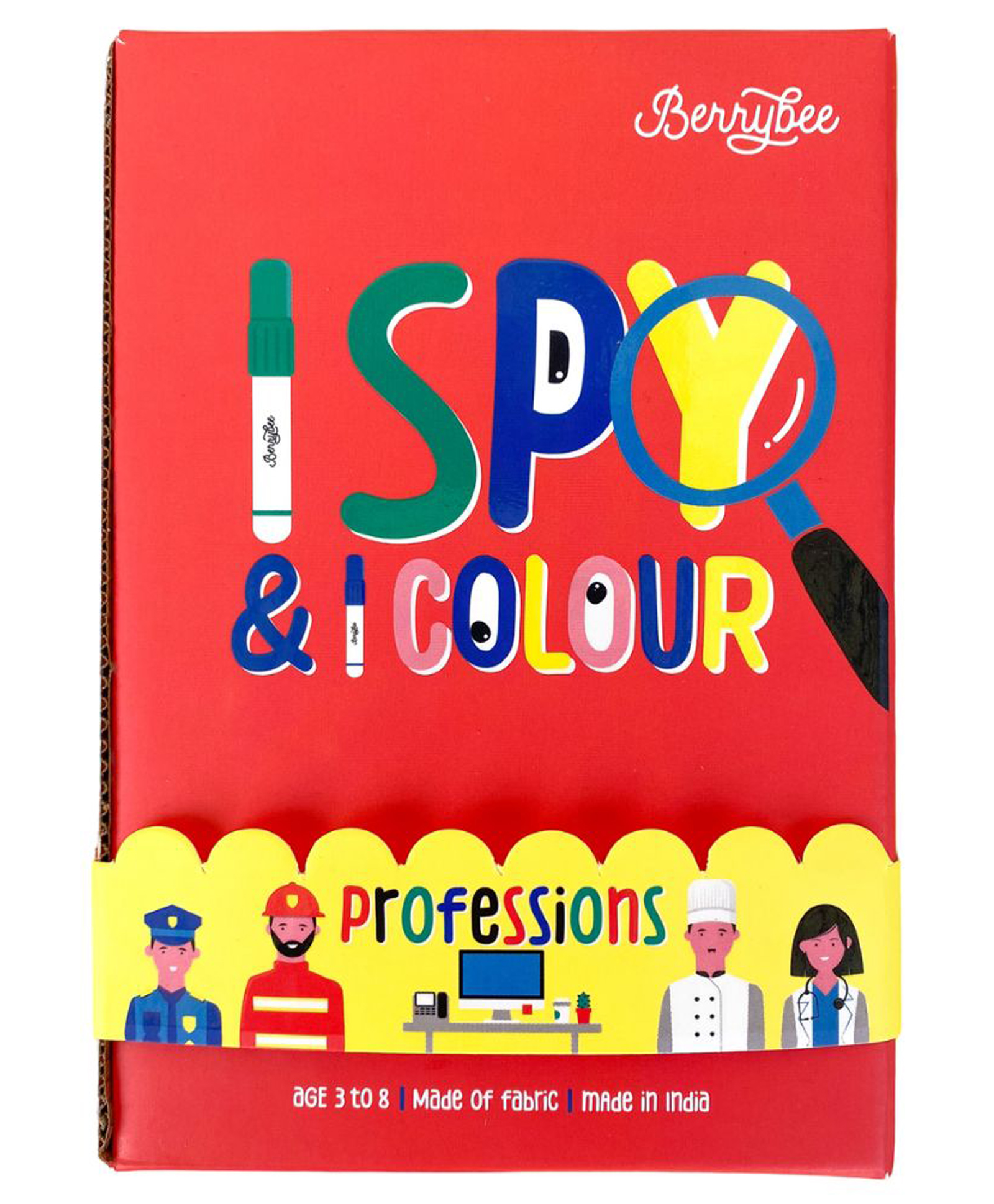 BERRYBEE I Spy & I Colour PROFESSIONS- Fabric Coloring Mat 12x20 Inches, I Spy Game Memory Game for Kids, Toddlers Boys & Girls Gift, 6 Washable Markers,Reusable,Tear & Wrinkle Resistant-picture-10