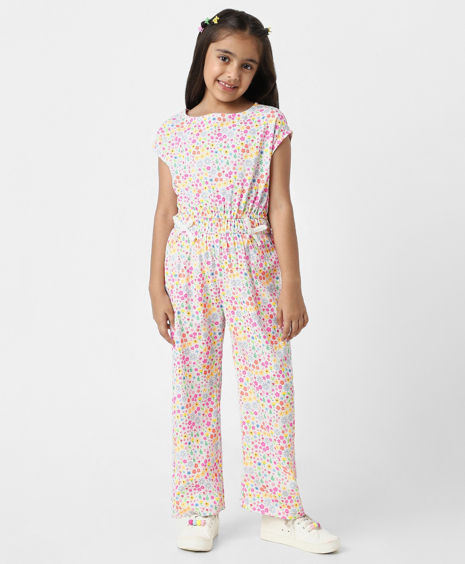 nautinati Nauti Nati Rayon Cap Sleeves Floral Printed Jumpsuit - Cream-picture-20