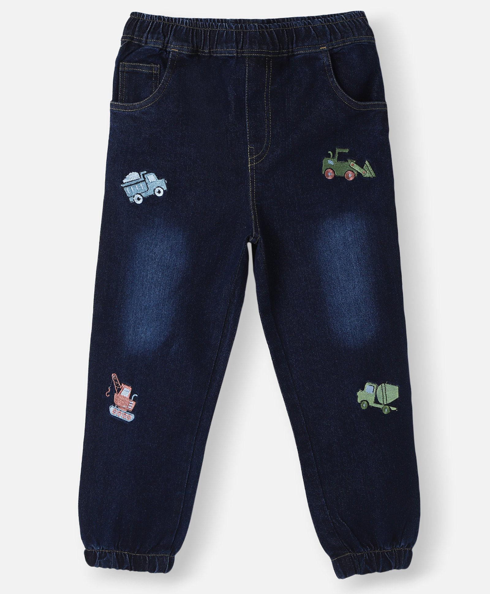 nautinati Nauti Nati Cotton Denim Vehicles Embroidered Mild Washed Jeans - Dark Blue-picture-19