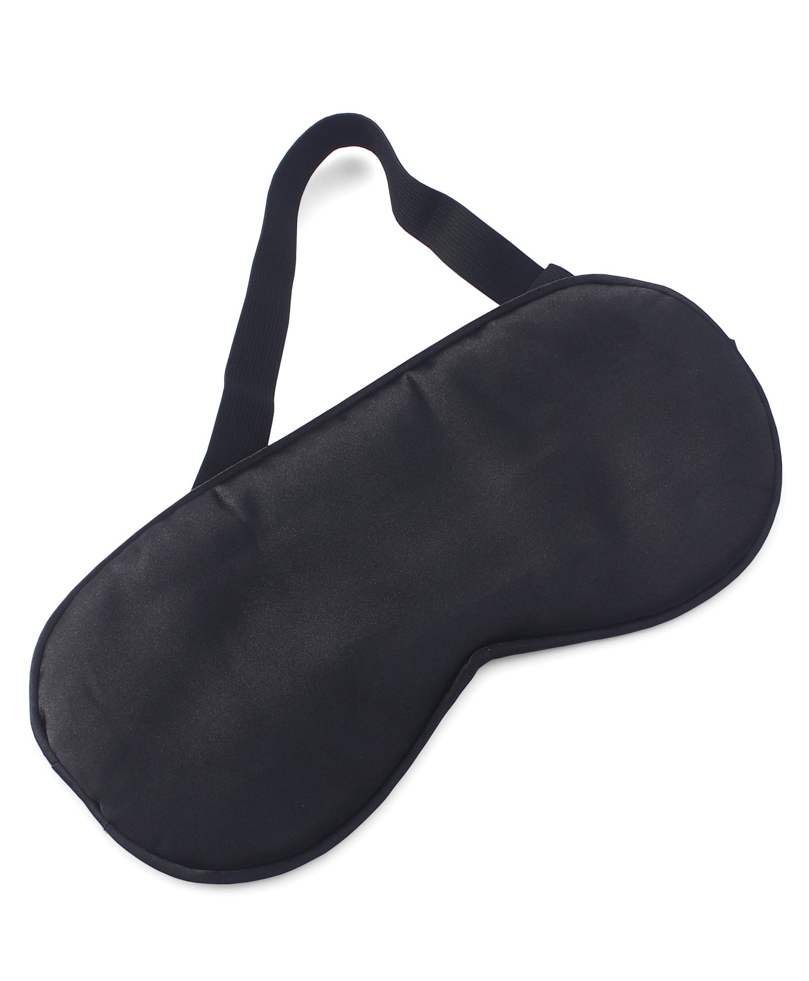 Solid Coloured Satin Eye Mask With Adjustable Strap - Black-image-46