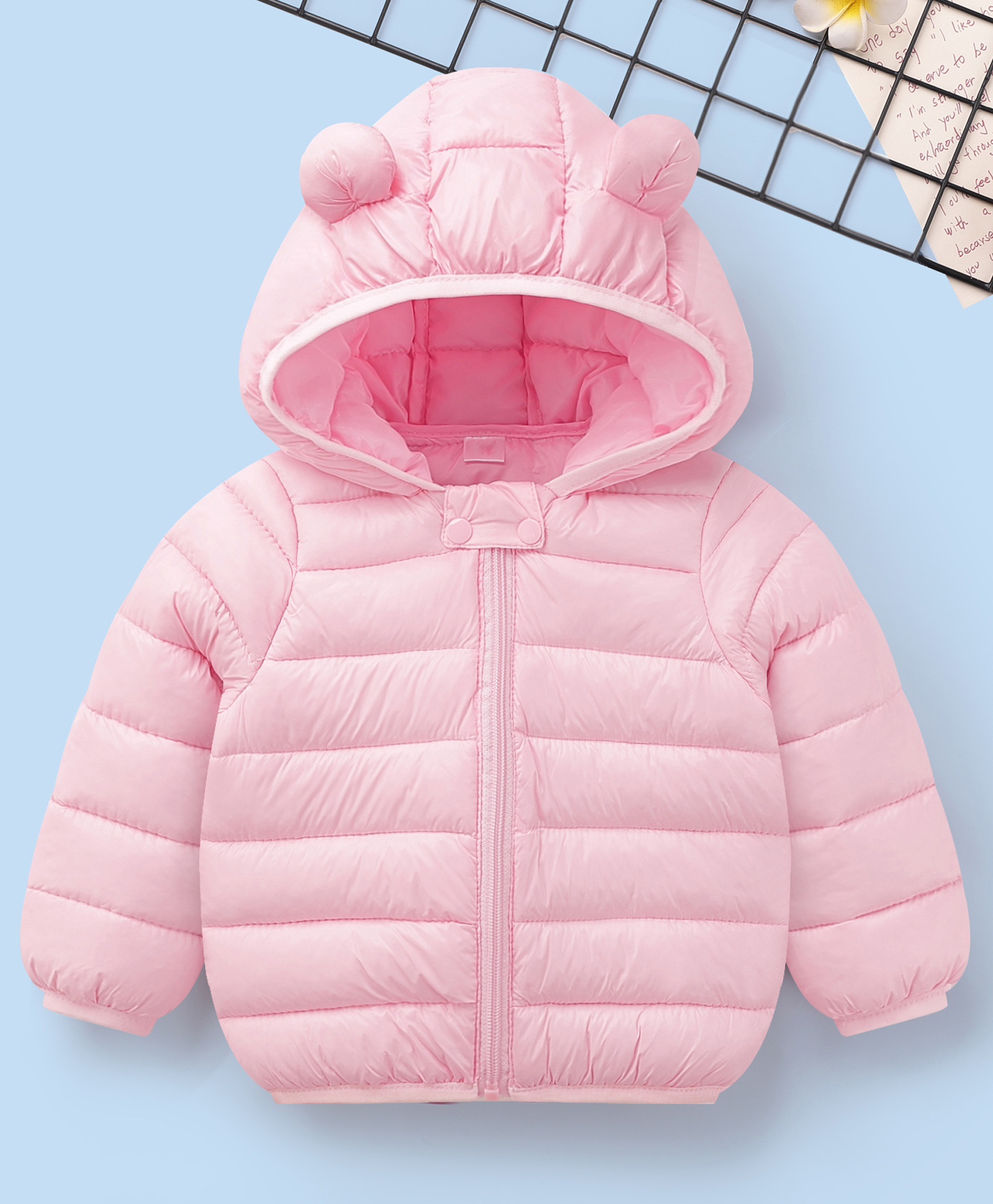 Mark & Mia Full Sleeves Solid Hooded Padded Jacket With Ear Applique - Pink-image-25