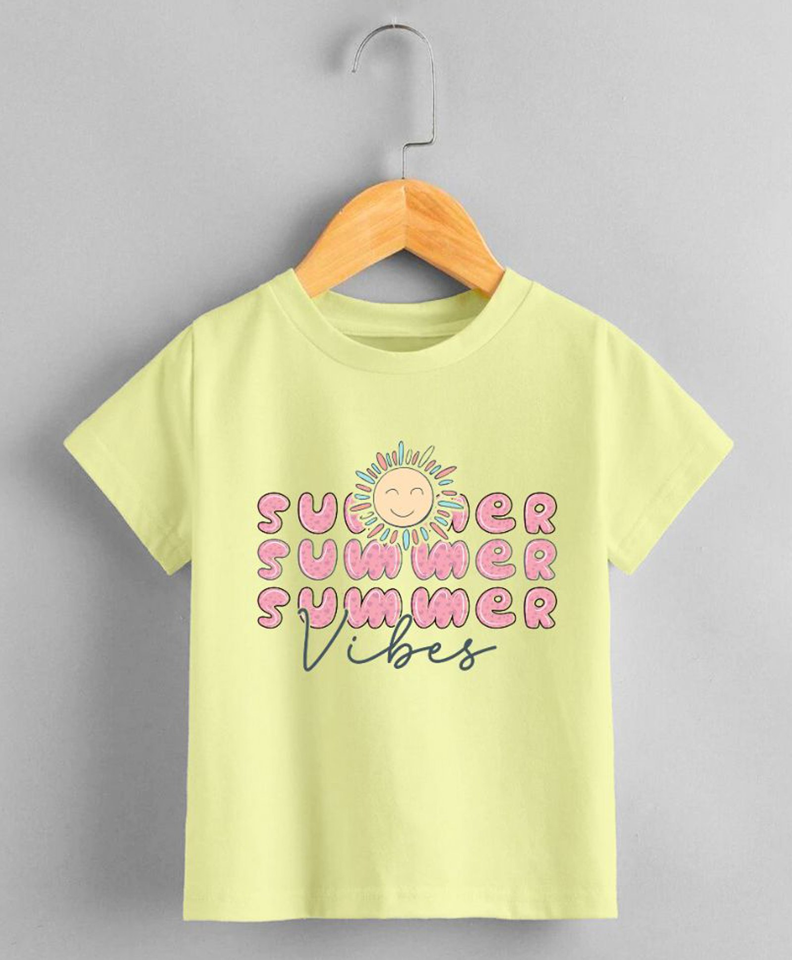 KNITROOT Summer Theme Half Sleeves Summer Vibes Text Printed Tee - Yellow-image-24