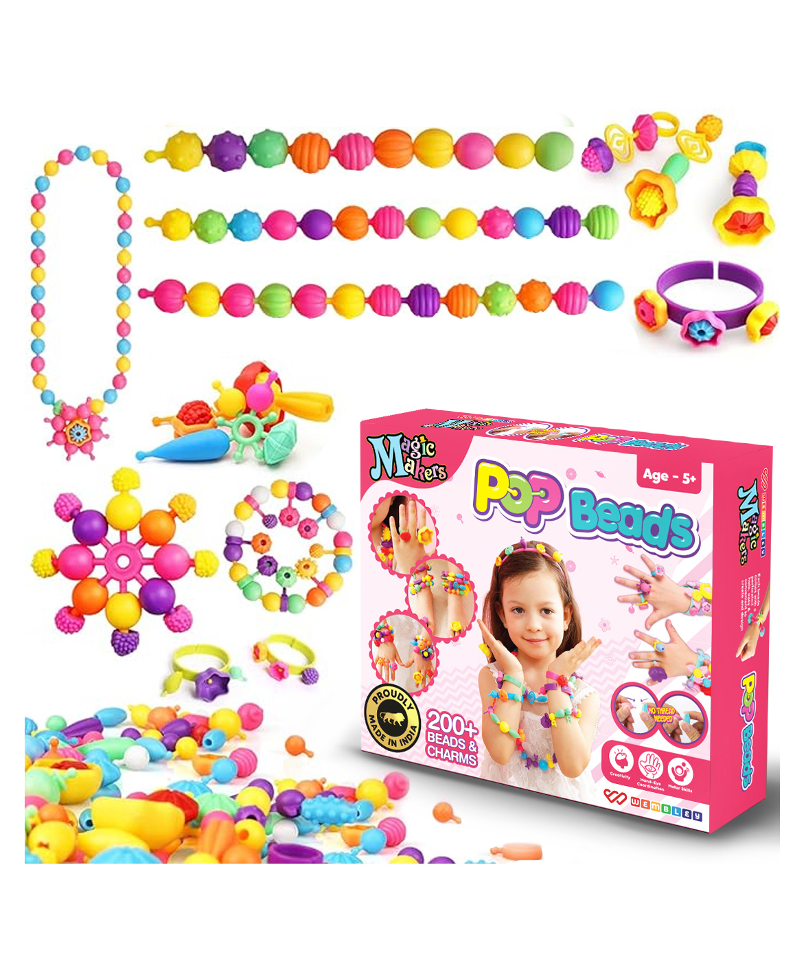 Wembley Toys Jewellery Making DIY Kit With Snap Pop Beads - Multicolor-image-31
