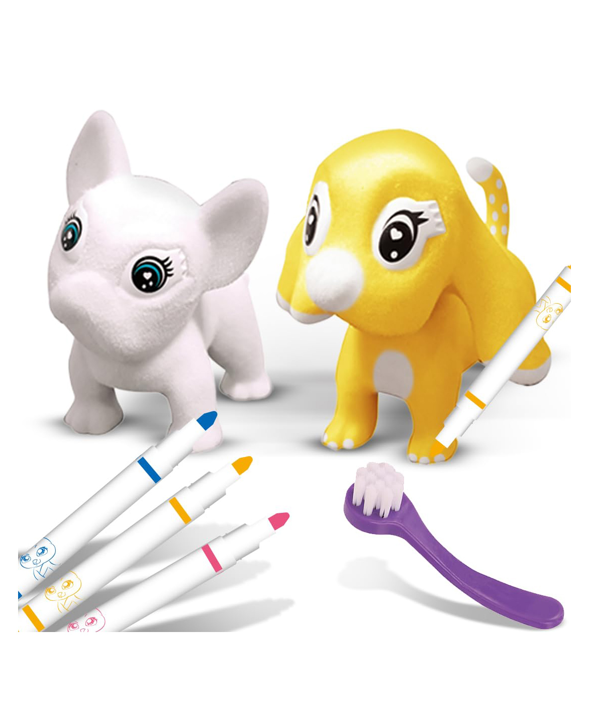 Wembley Toys DIY Washable Pet Animal Coloring Toy with 3D Pet Figures 3 Markers & 1 Scrub Brush Activity Set - Multicolor-image-5