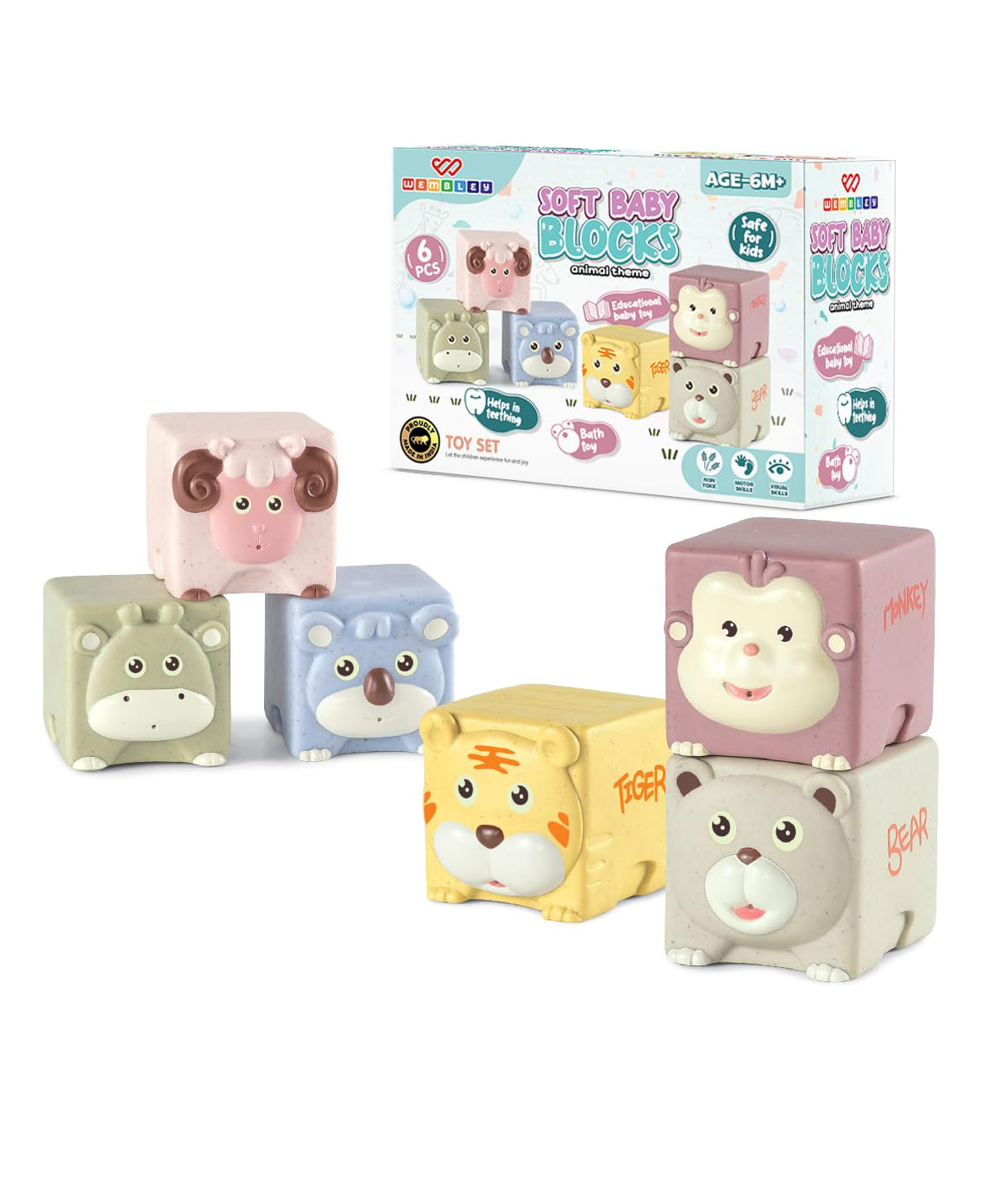 Wembley Toys Soft Animals Bath Toy Pack Of 6 - Multicolor
