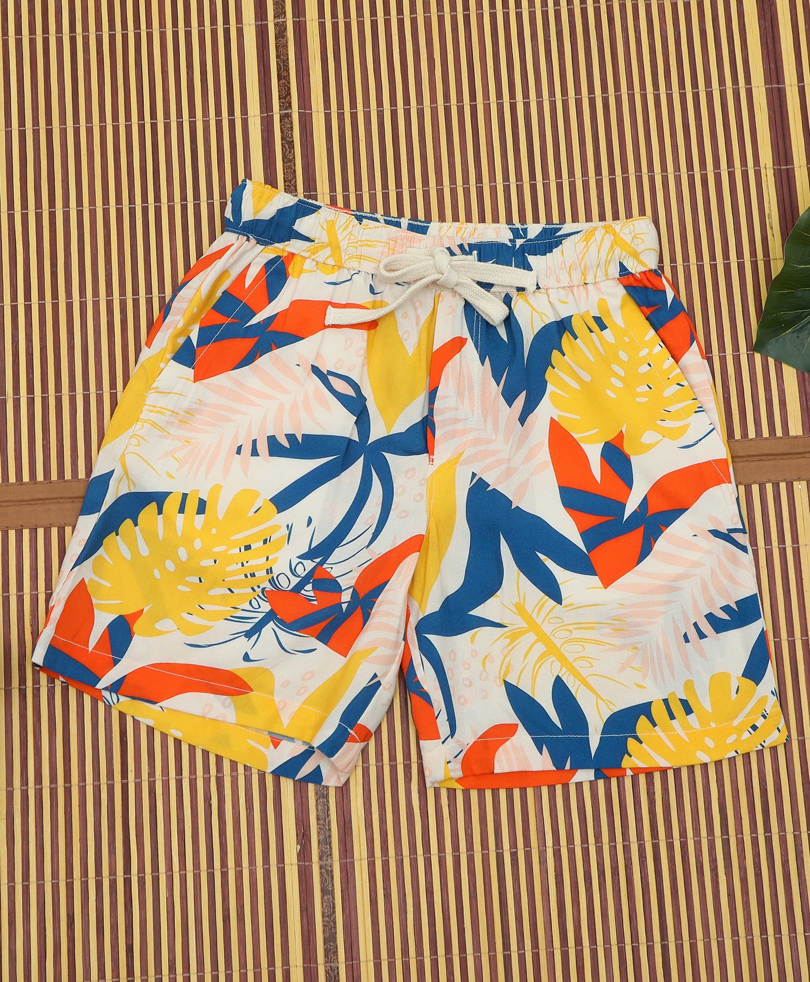 The Lion and the Fish Viscose Woven Tropical Theme Printed Shorts - Blue & Yellow-picture-25
