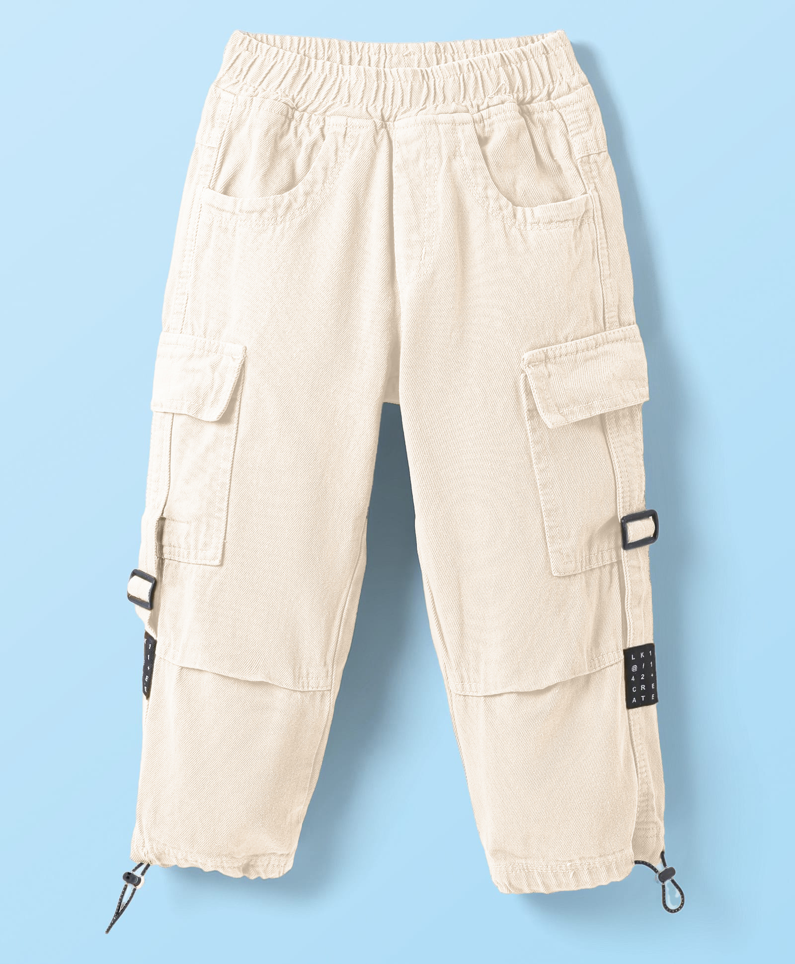 Little Kangaroos Full Length Anti Bacterial Solid Cotton Trouser With Cargo Pockets - Light Green-picture-13