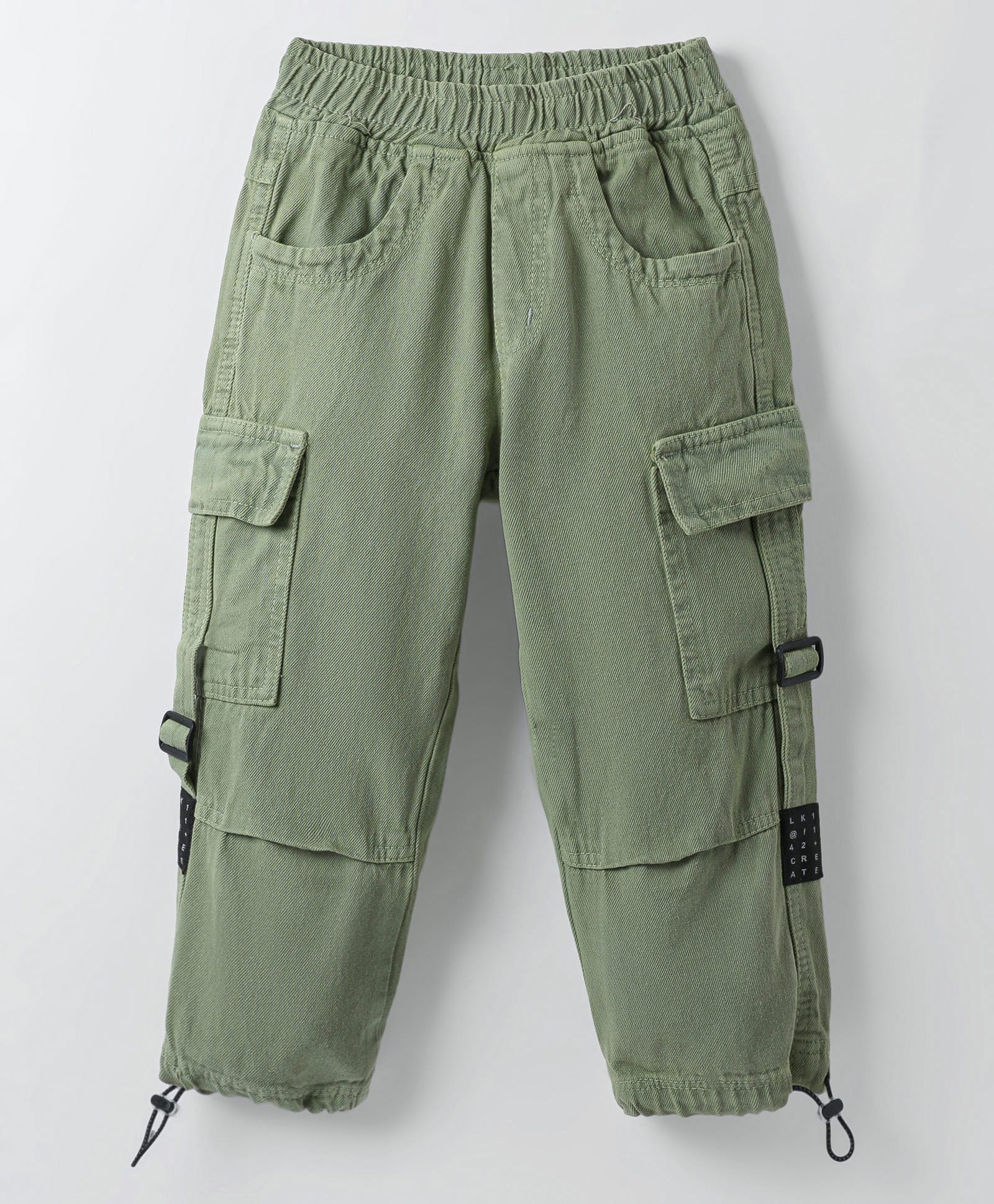 Little Kangaroos Full Length Anti Bacterial Solid Cotton Trouser With Cargo Pockets - Mint Green-picture-12