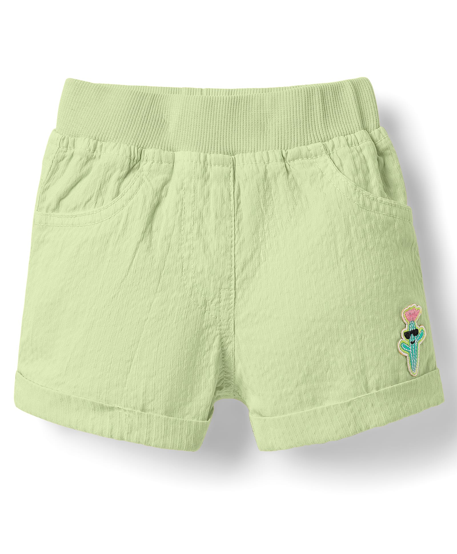 Little Kangaroos Cotton Woven Knee Length Shorts With Cactus Patch - Light Green-picture-10