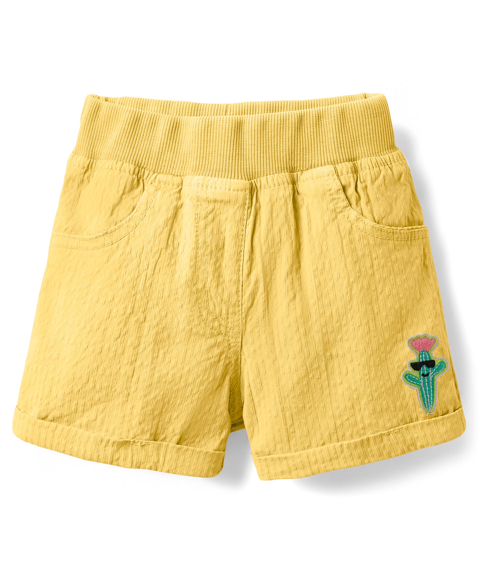 Little Kangaroos Cotton Woven Knee Length Shorts With Cactus Patch - Yellow-picture-12
