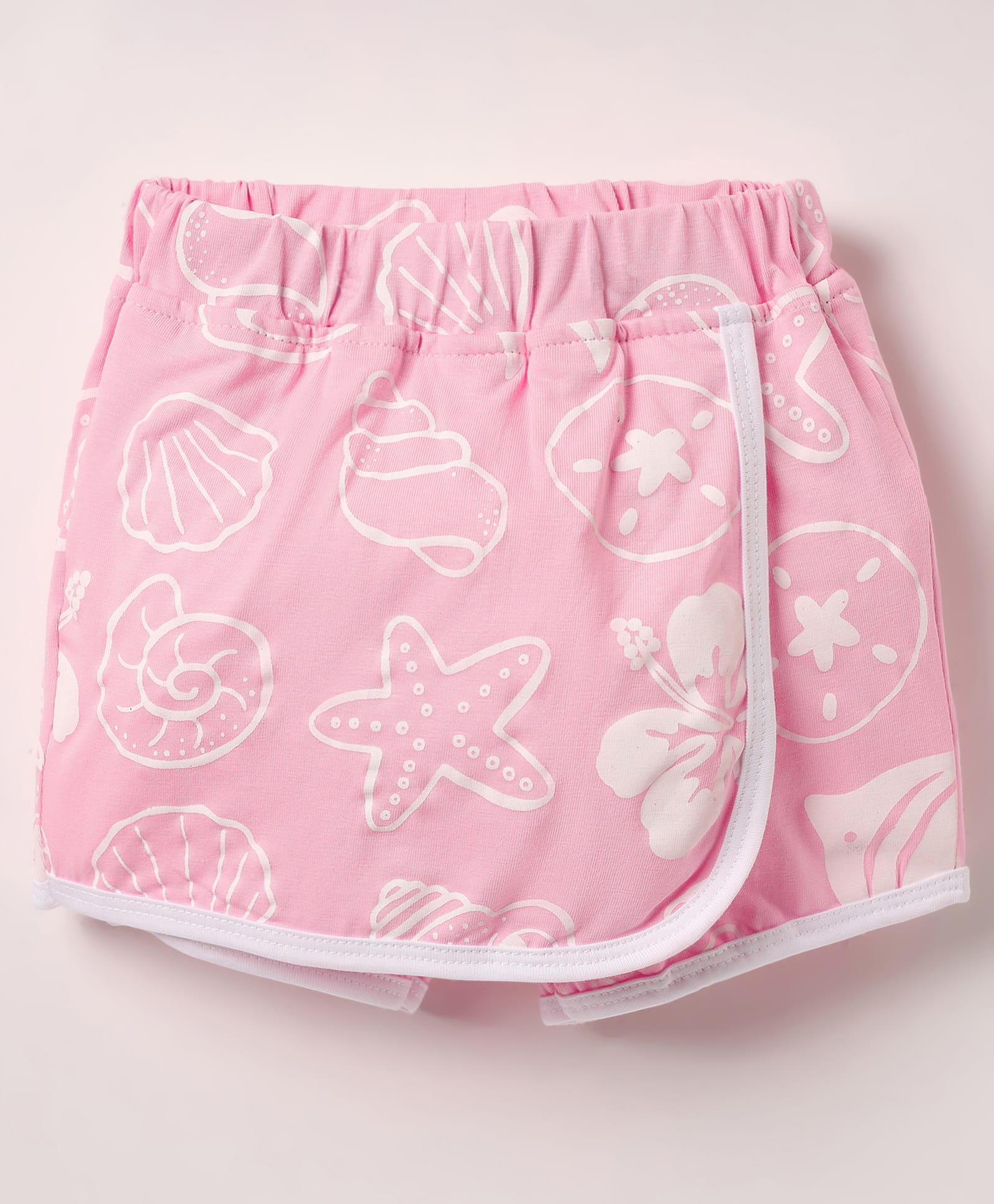 Little Kangaroos 100% Cotton Knee Length Skorts With Beach Theme Print - Pink-picture-11