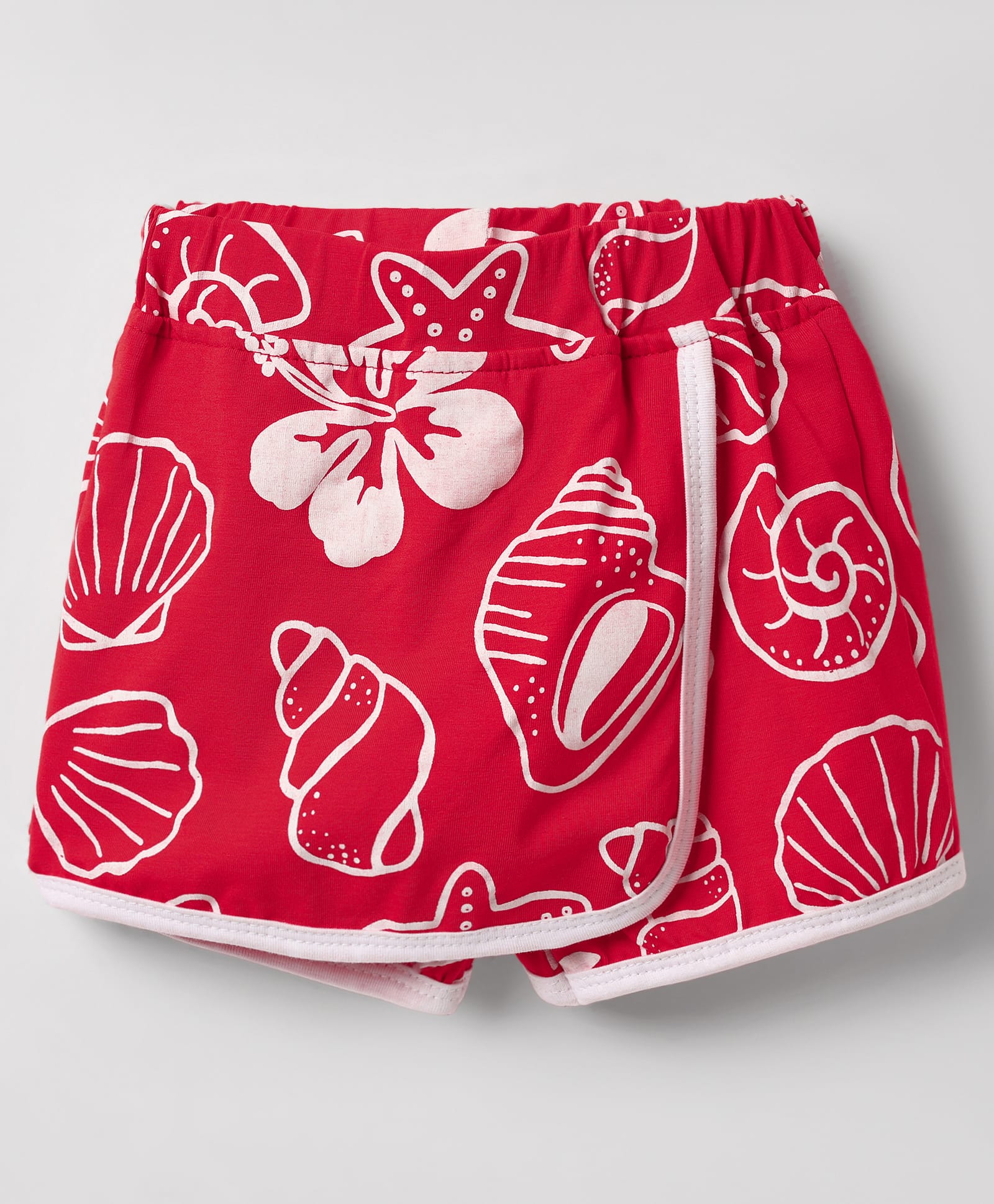 Little Kangaroos 100% Cotton Knee Length Skorts With Beach Theme Print -Red-picture-10