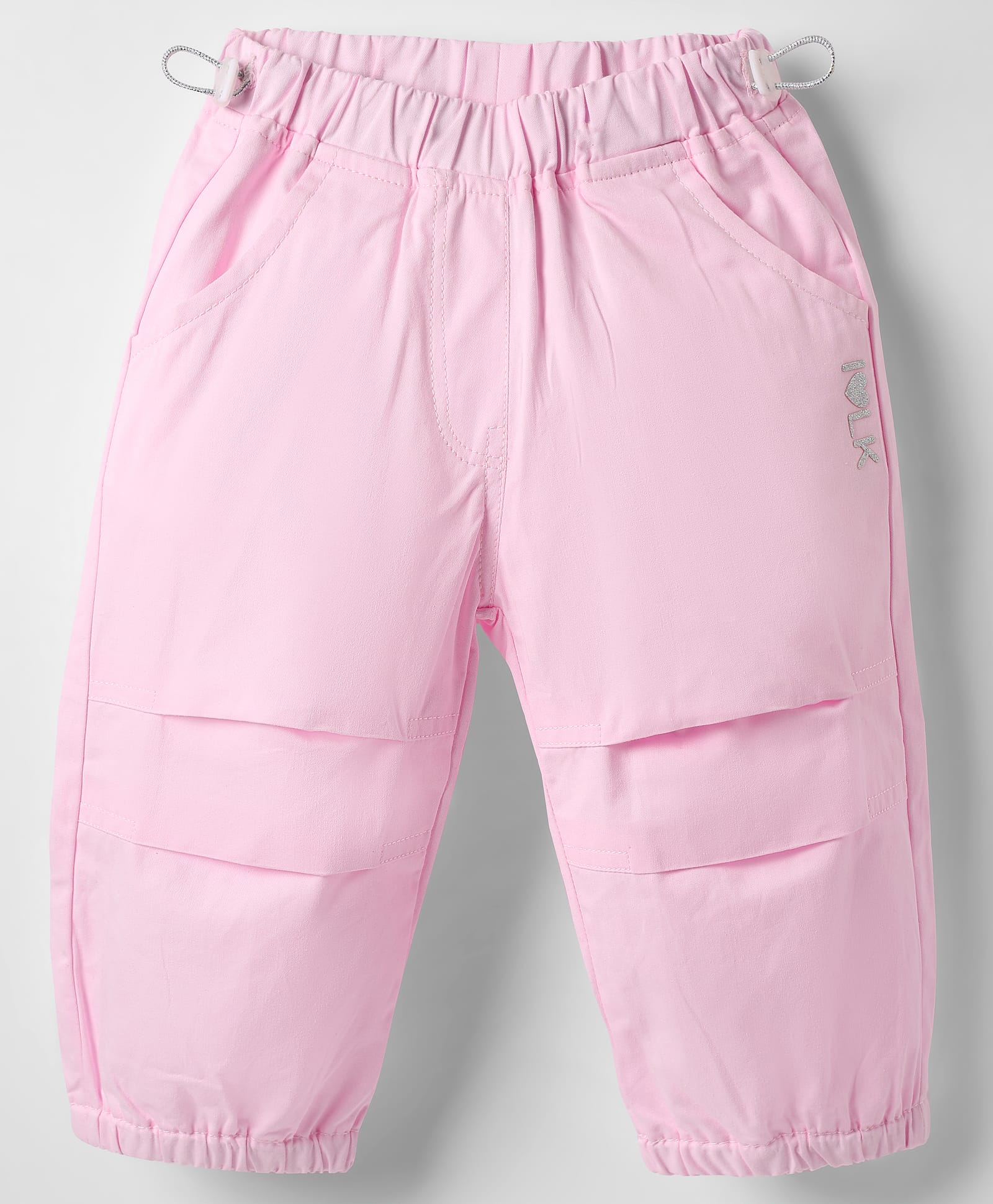 Little Kangaroos Woven Full Length Trouser With Text Glitter Print & Adjustable Elastic - Pink-picture-25
