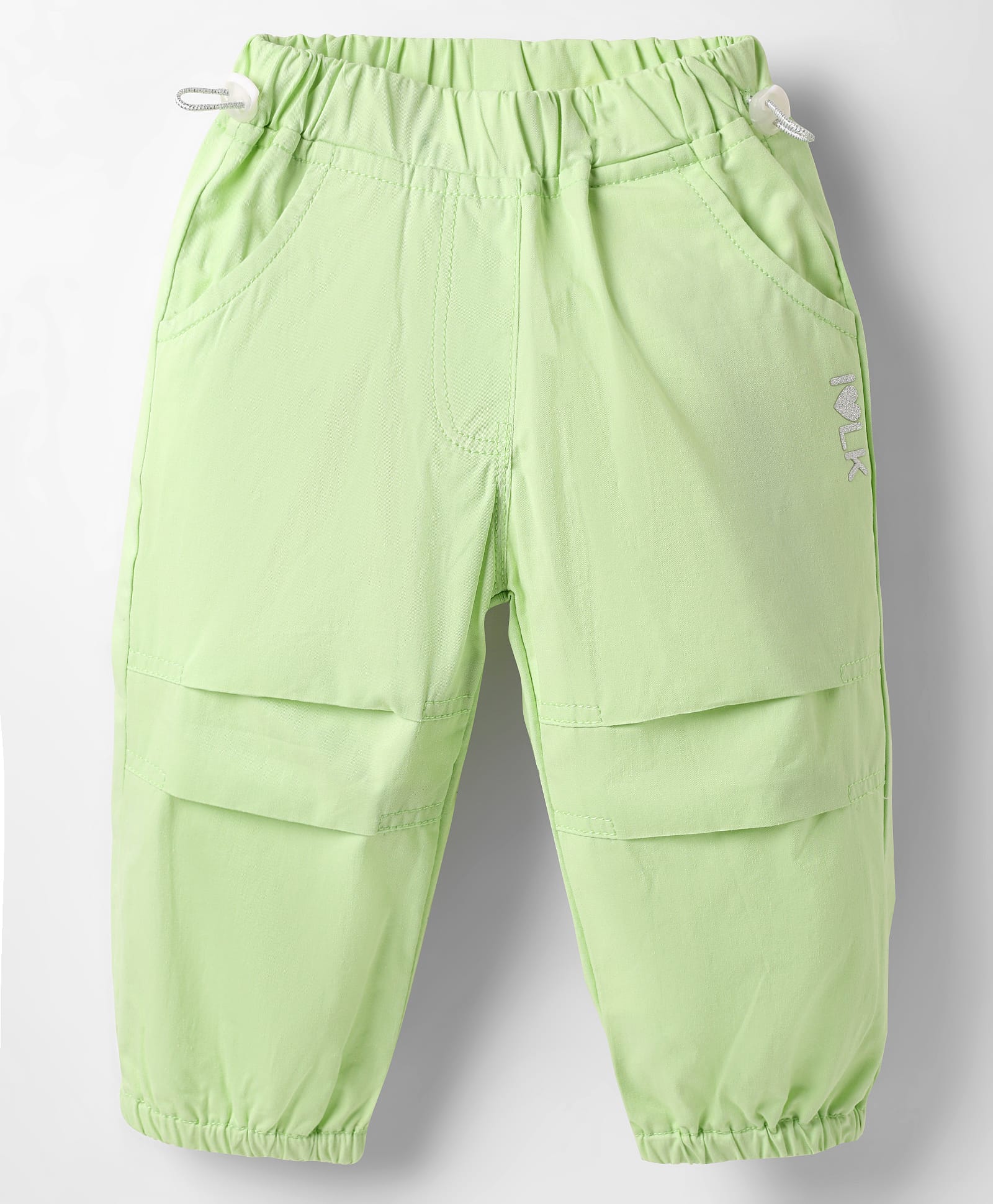 Little Kangaroos Woven Full Length Trouser With Text Glitter Print & Adjustable Elastic - Lime Green-picture-17