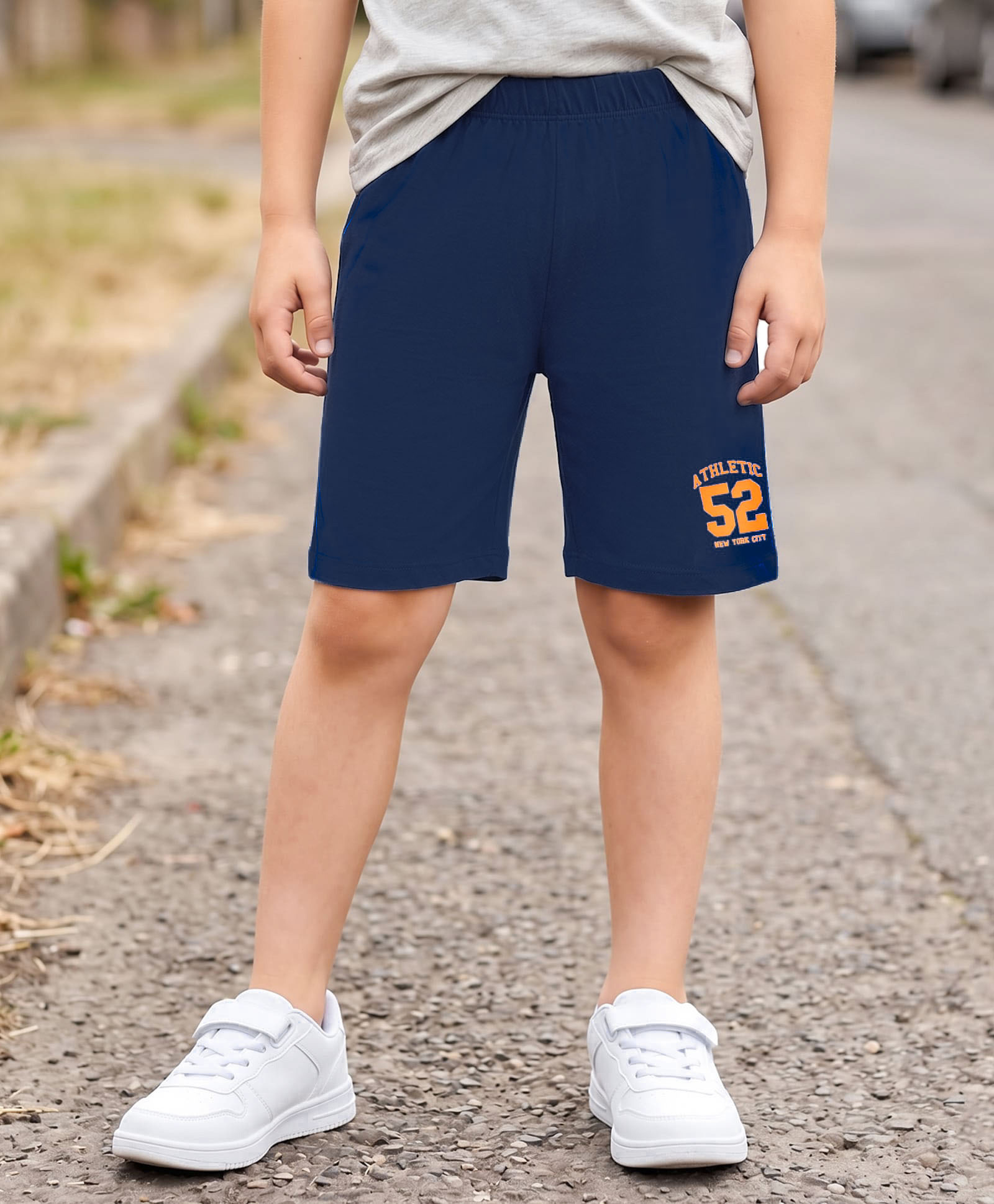 kookie kids india Kookie Kids Single Jersey Knit Above Knee Length Shorts With Number Print - Navy Blue-picture-18