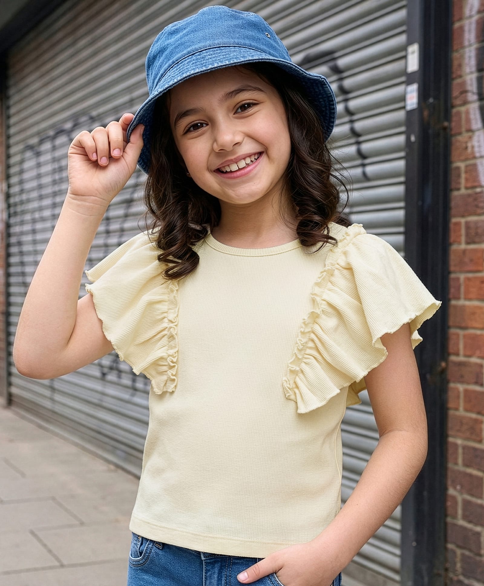Pine Kids Cotton Knit Half Sleeves Top with Frill Detailing - White-picture-28
