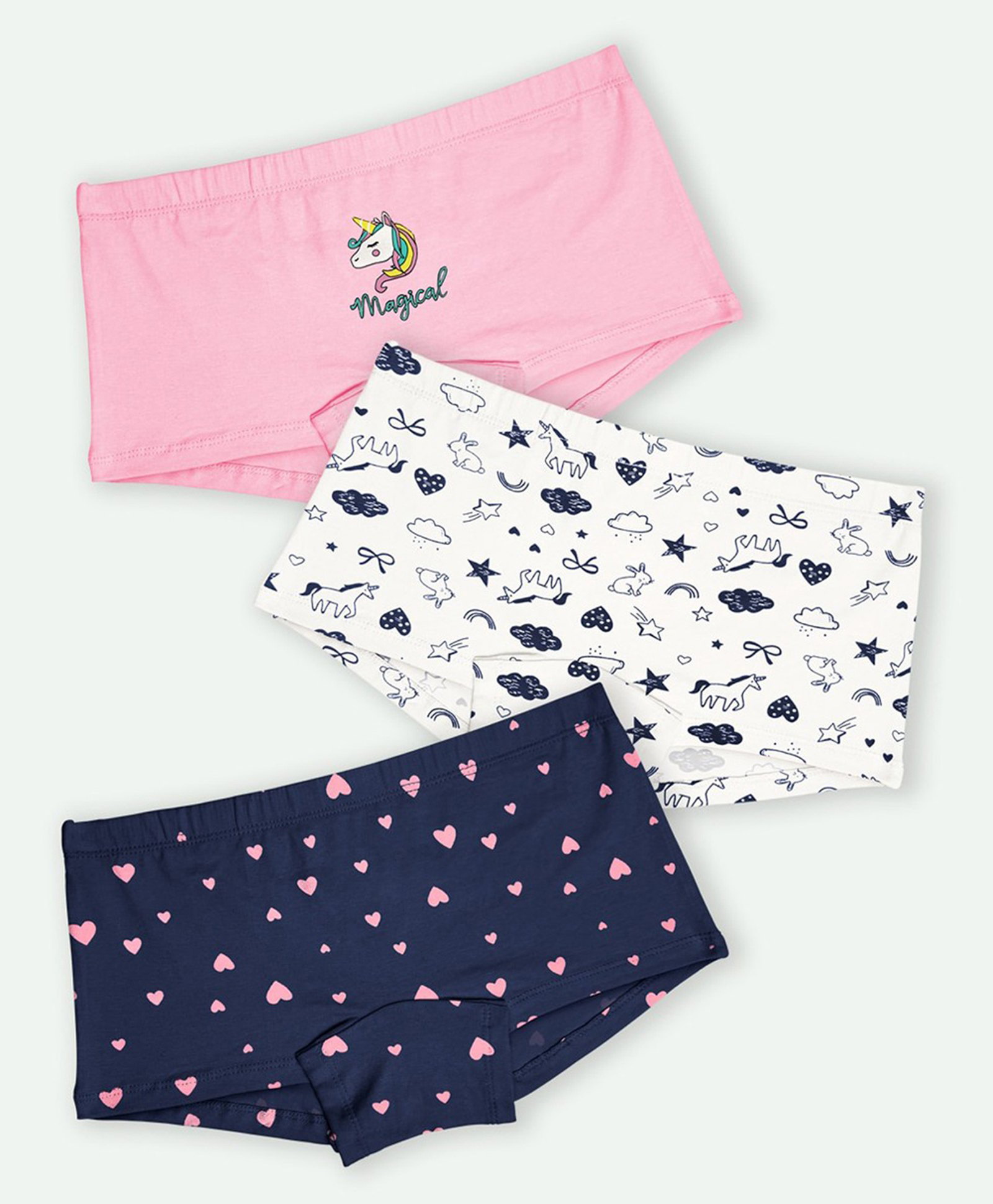 Ariel Cotton Blend Pack Of 3 Animals & Hearts Printed Hipsters - Multi Colour