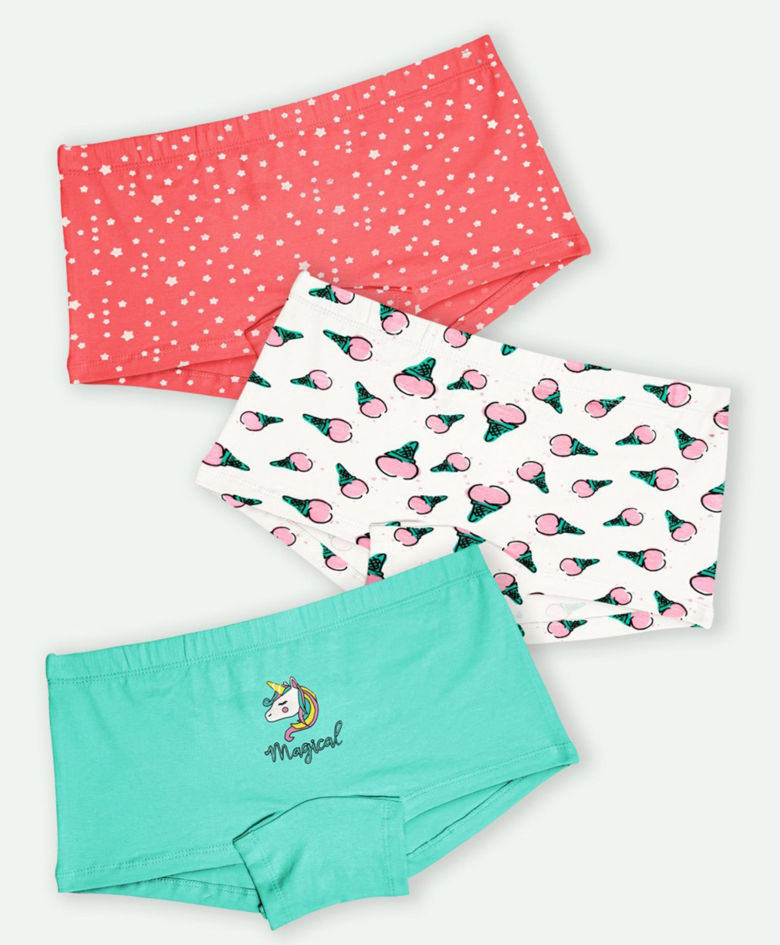 Ariel Cotton Blend Pack Of 3 Ice Cream & Unicorn Printed Hipsters - Multi Colour-picture-22