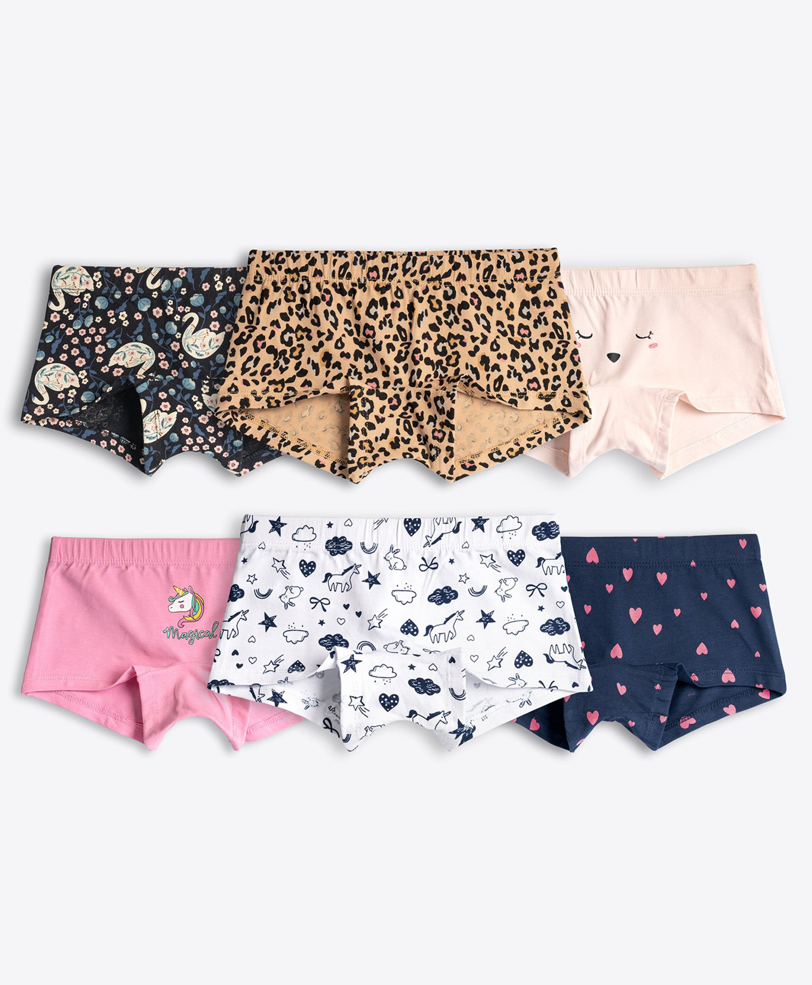 Ariel Cotton Blend Pack Of 6 Animals & Hearts Printed Hipsters - Multi Colour-picture-31