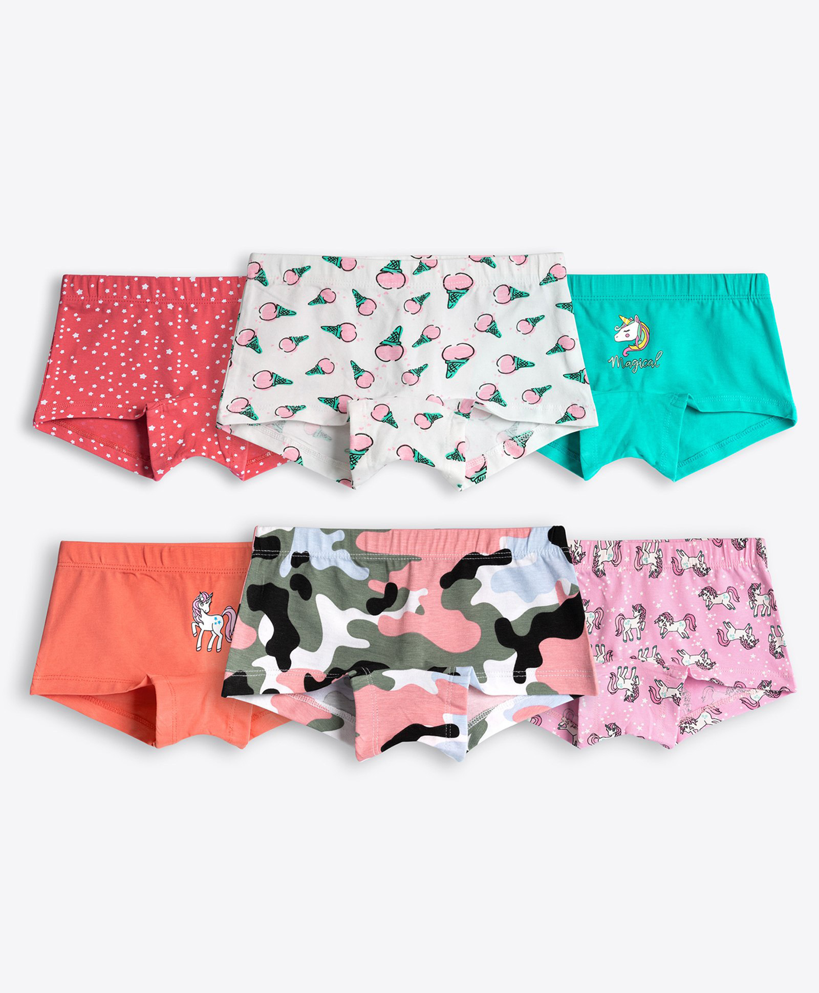 Ariel Cotton Blend Pack Of 6 Camouflage & Unicorn Printed Hipsters - Multi Colour-picture-13