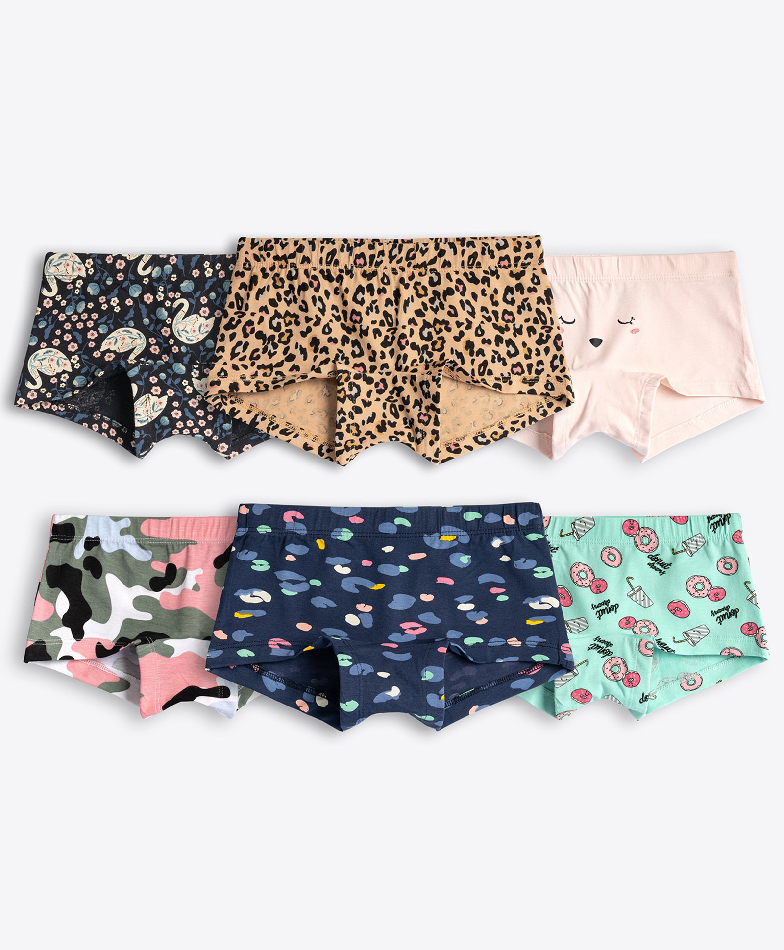 Ariel Cotton Blend Pack Of 6 Camouflage & Leopard Printed Hipsters - Multi Colour-picture-32