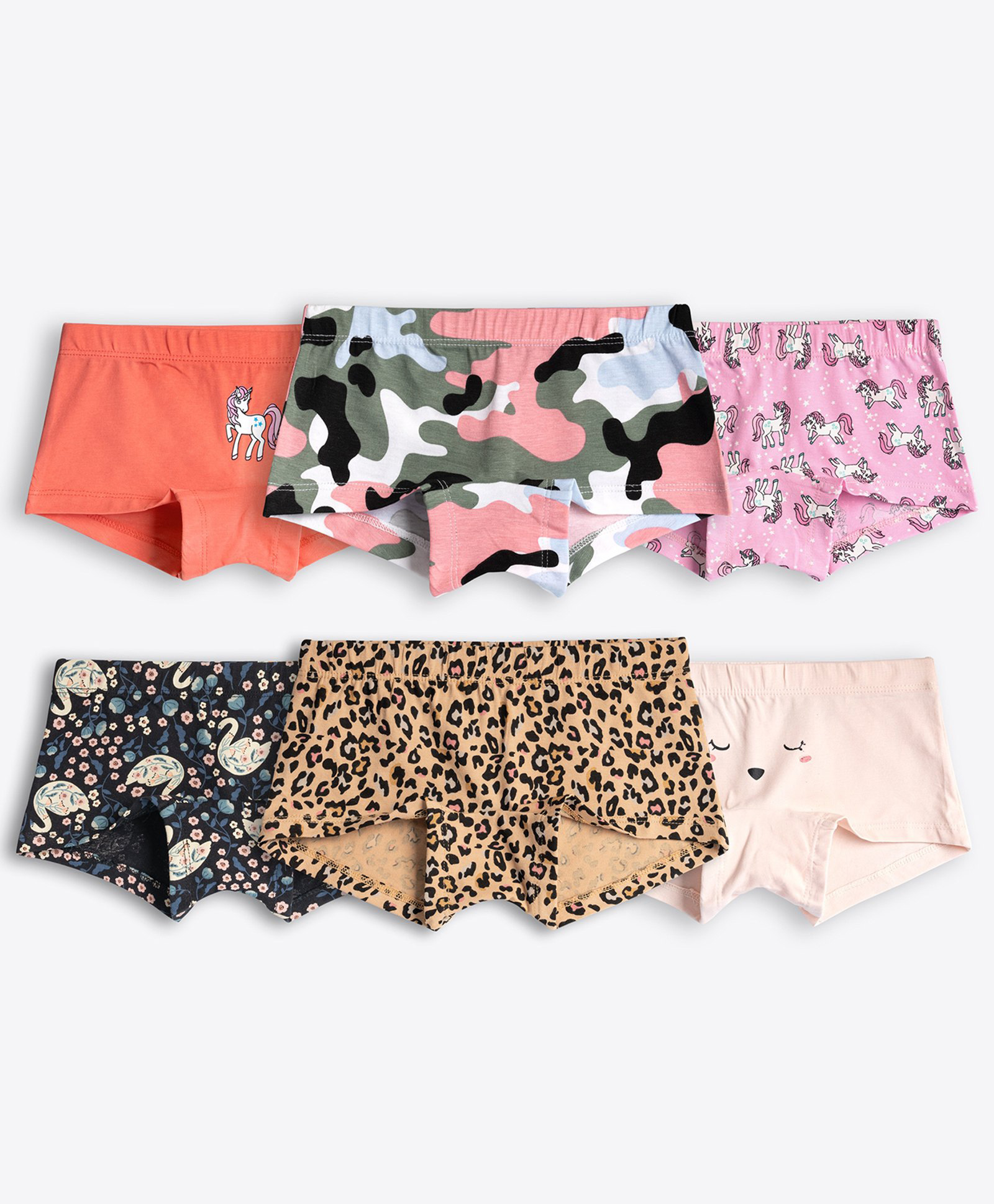 Ariel Cotton Blend Pack Of 6 Camouflage & Leopard Printed Hipsters - Multi Colour-picture-34