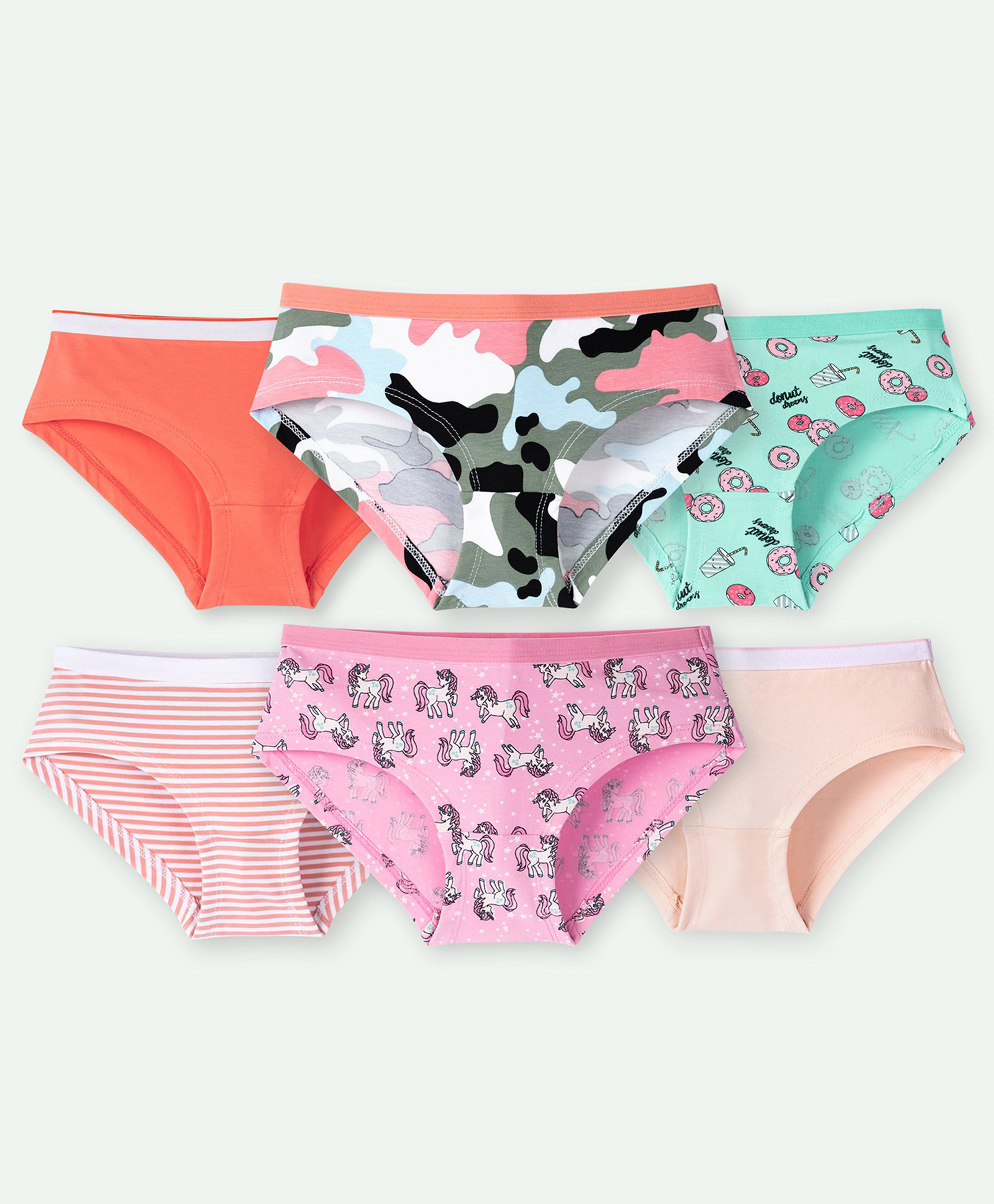 Ariel Cotton Blend Pack Of 6 Camouflage Printed Striped Panties - Multi Colour-picture-24