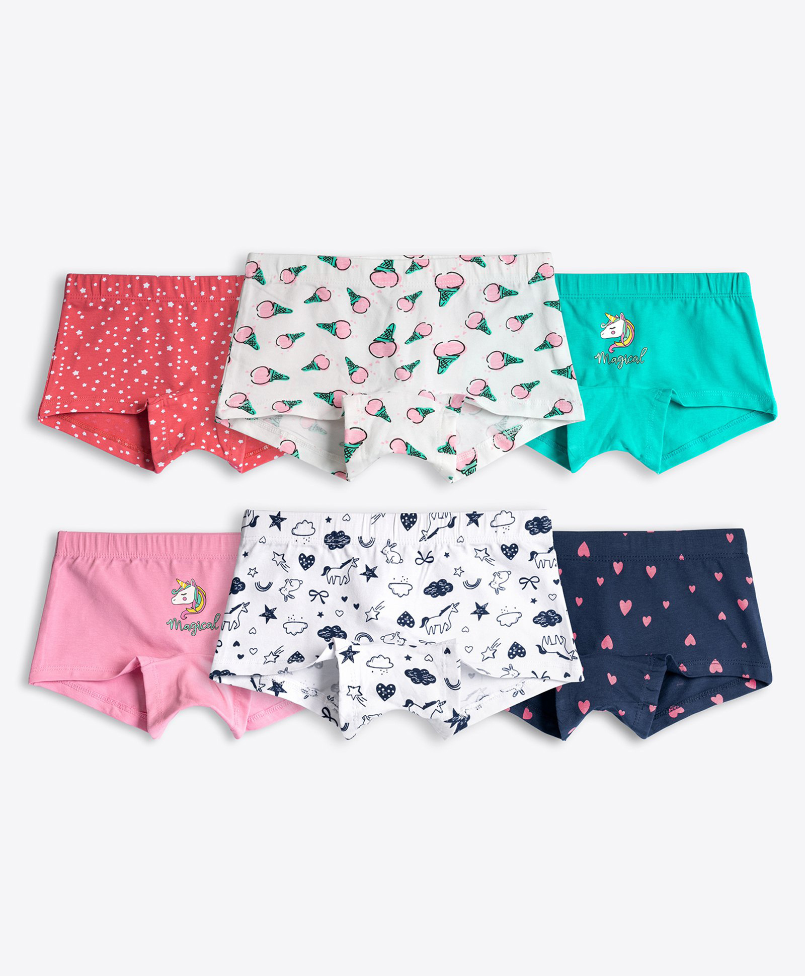 Ariel Cotton Blend Pack Of 6 Animals & Hearts Printed Hipsters - Multi Colour-picture-36