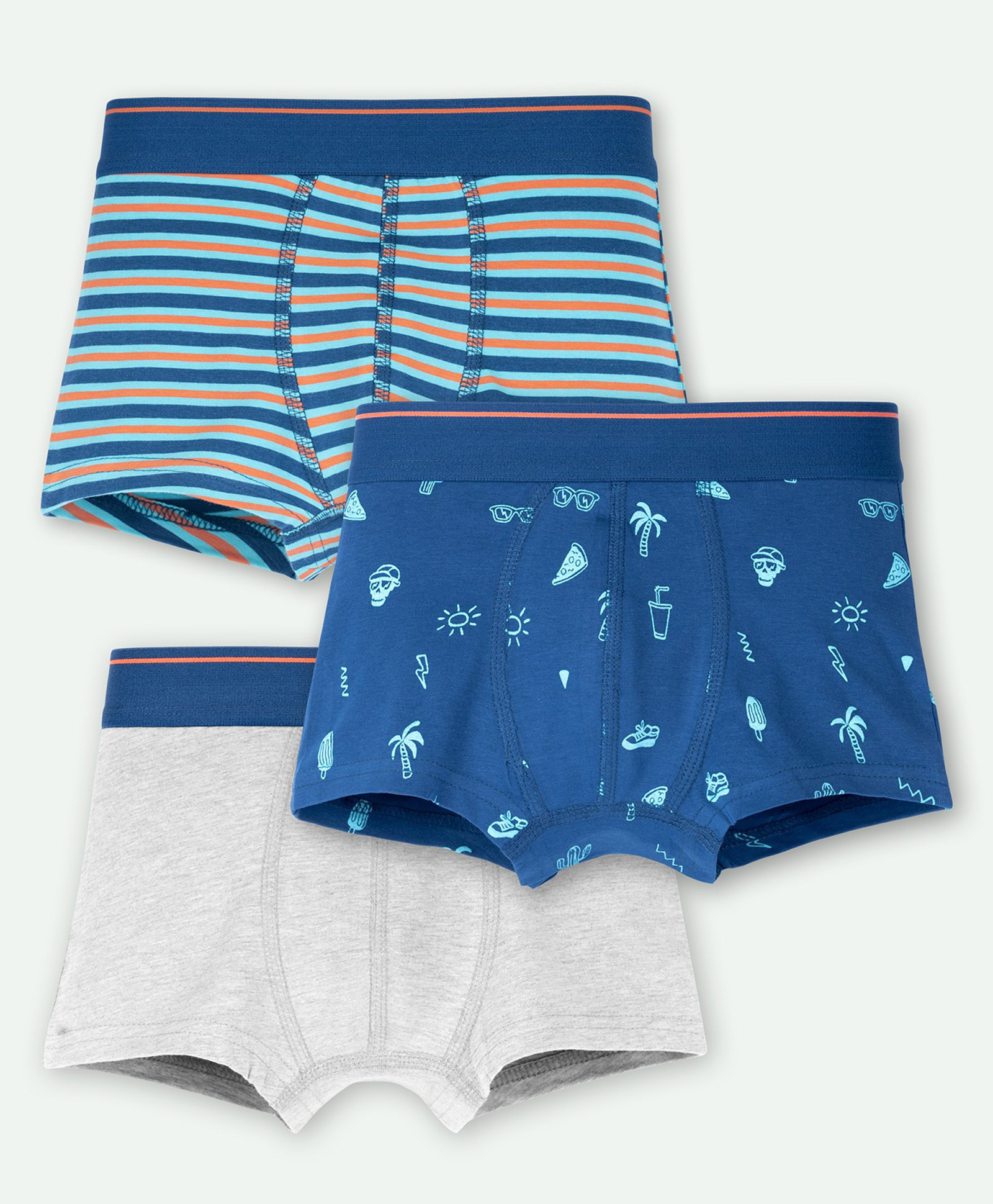 Ariel Cotton Blend Pack Of 3 Solid & Striped Trunks - Multi Colour-image-46