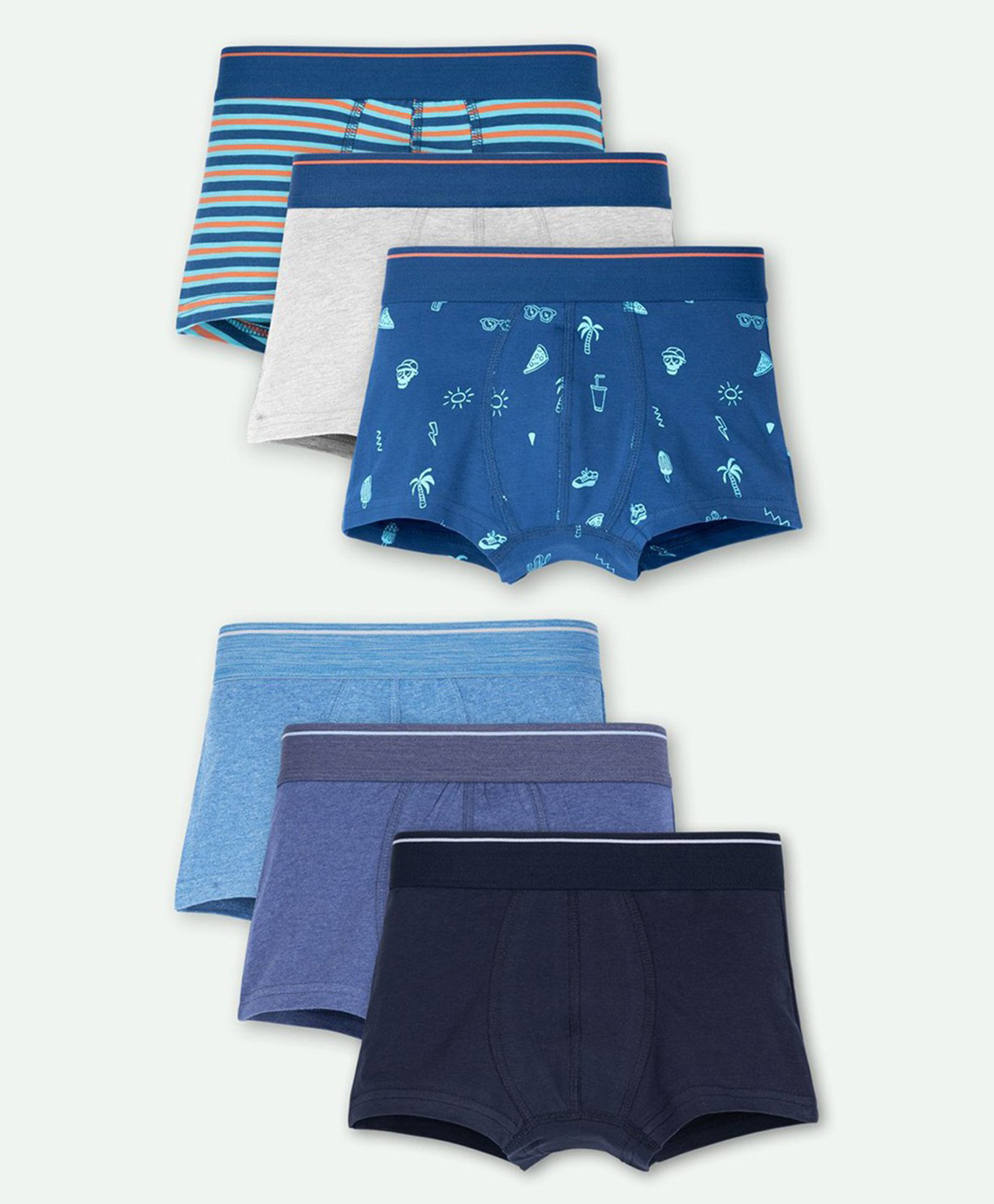 Ariel Cotton Blend Pack Of 6 Solid & Striped Trunks - Multi Colour-image-37