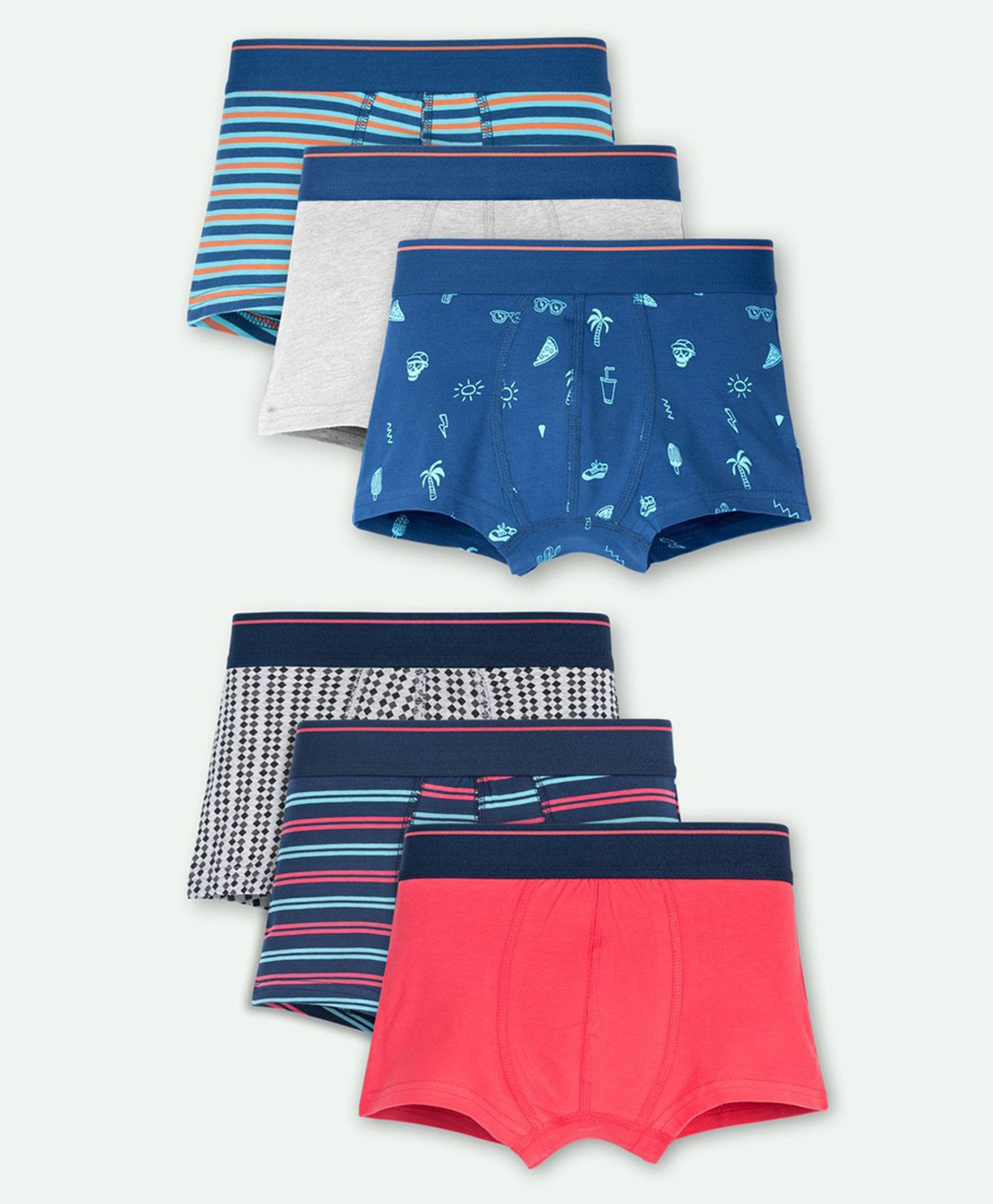 Ariel Cotton Blend Pack Of 6 Solid & Striped Trunks - Multi Colour-image-49