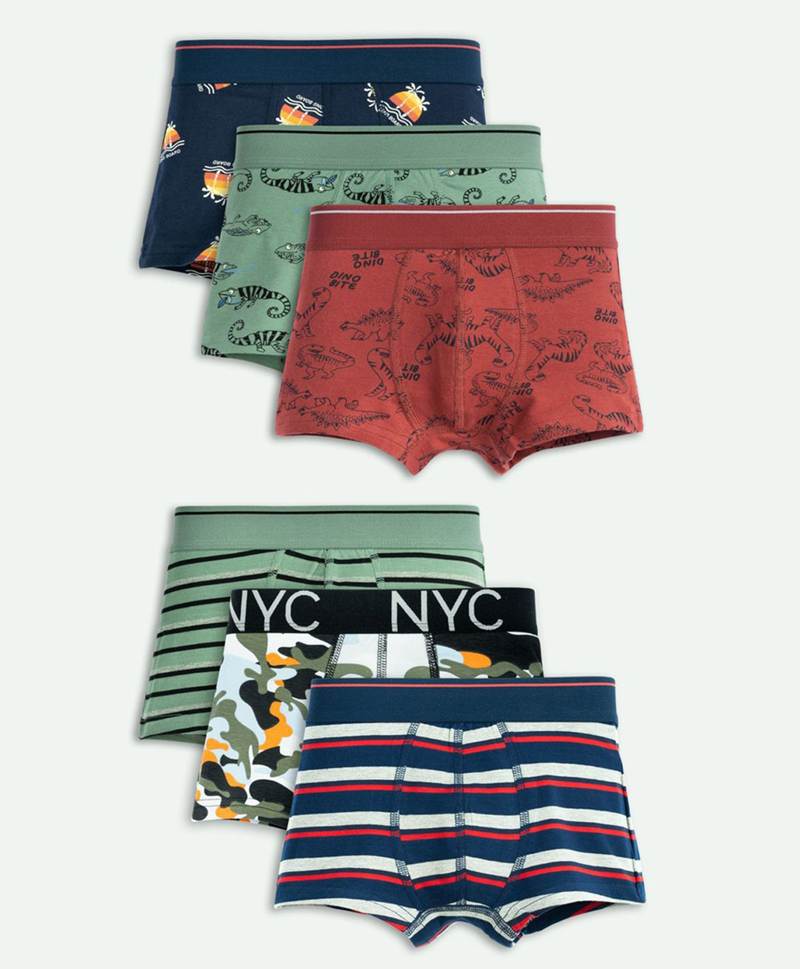 Ariel Cotton Blend Pack Of 6 Striped & Animals Printed Trunks - Multi Colour-image-29