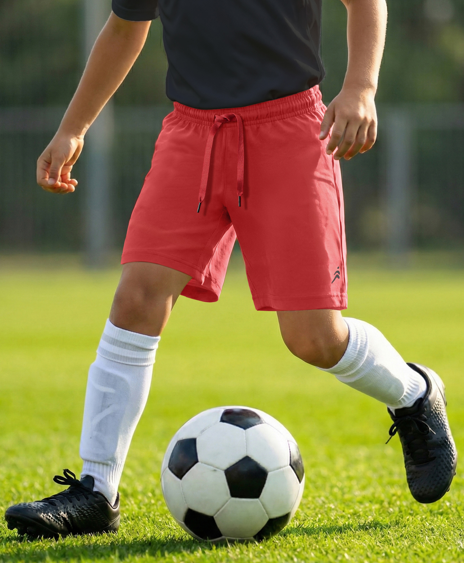 Pine Active Ultra Light Woven Above Knee Length Solid Color Performance Shorts - Red-picture-18