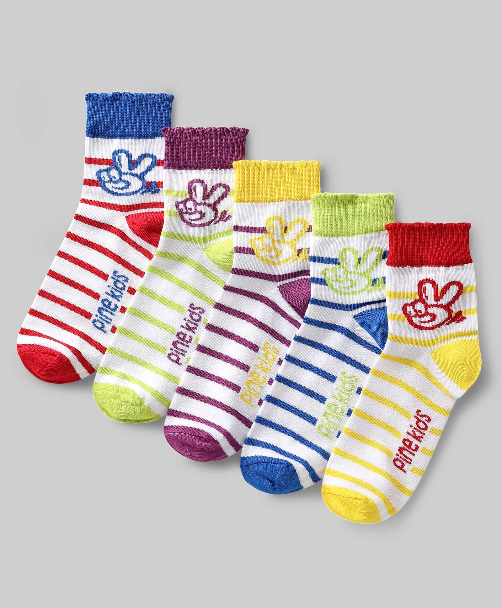 Pine Kids Knit Ankle Length Striped Socks Pack of 5 (Color May Vary)-picture-16