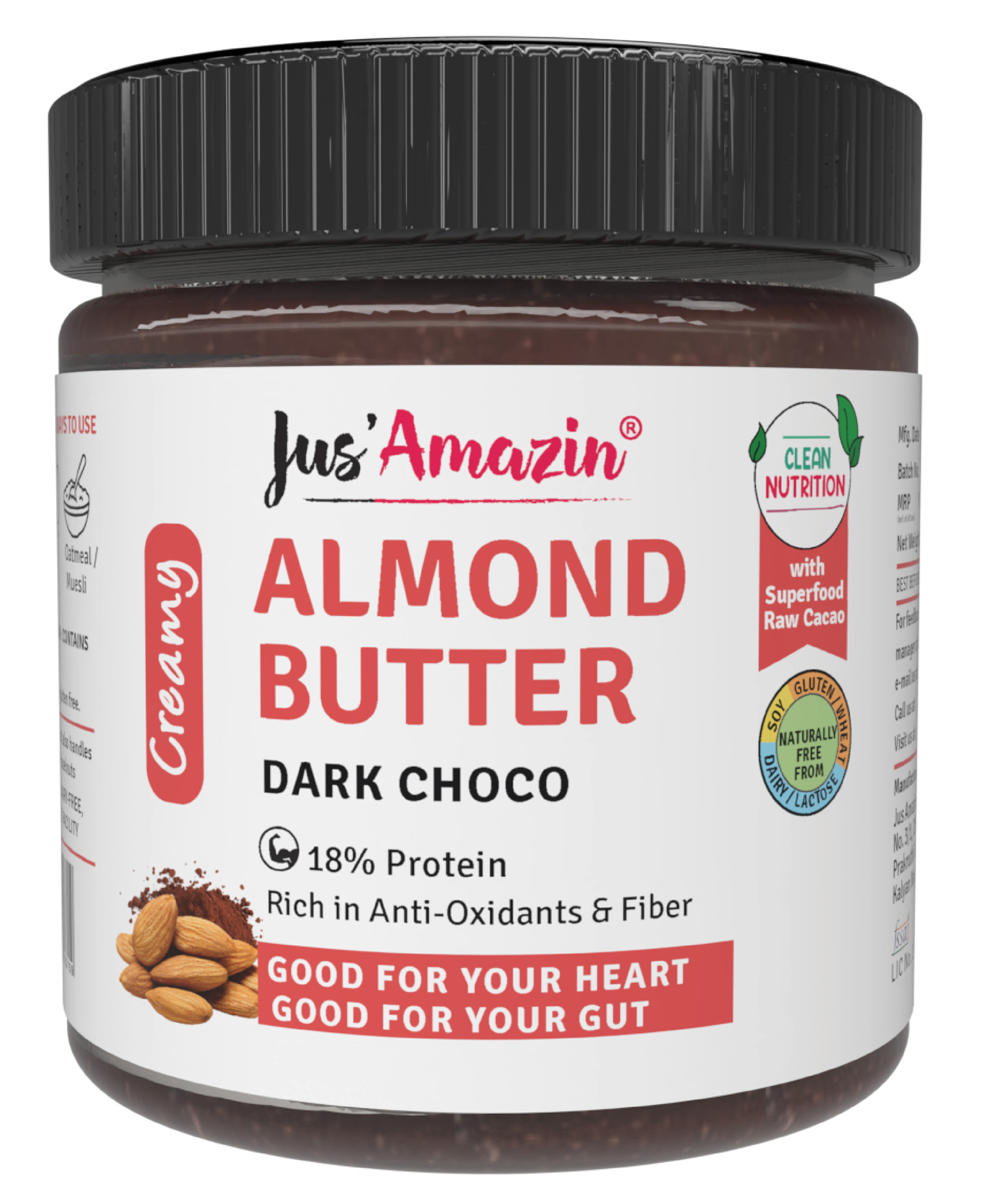 Jus ' Amazin Almond Butter Dark Choco - 200 gms-image-5