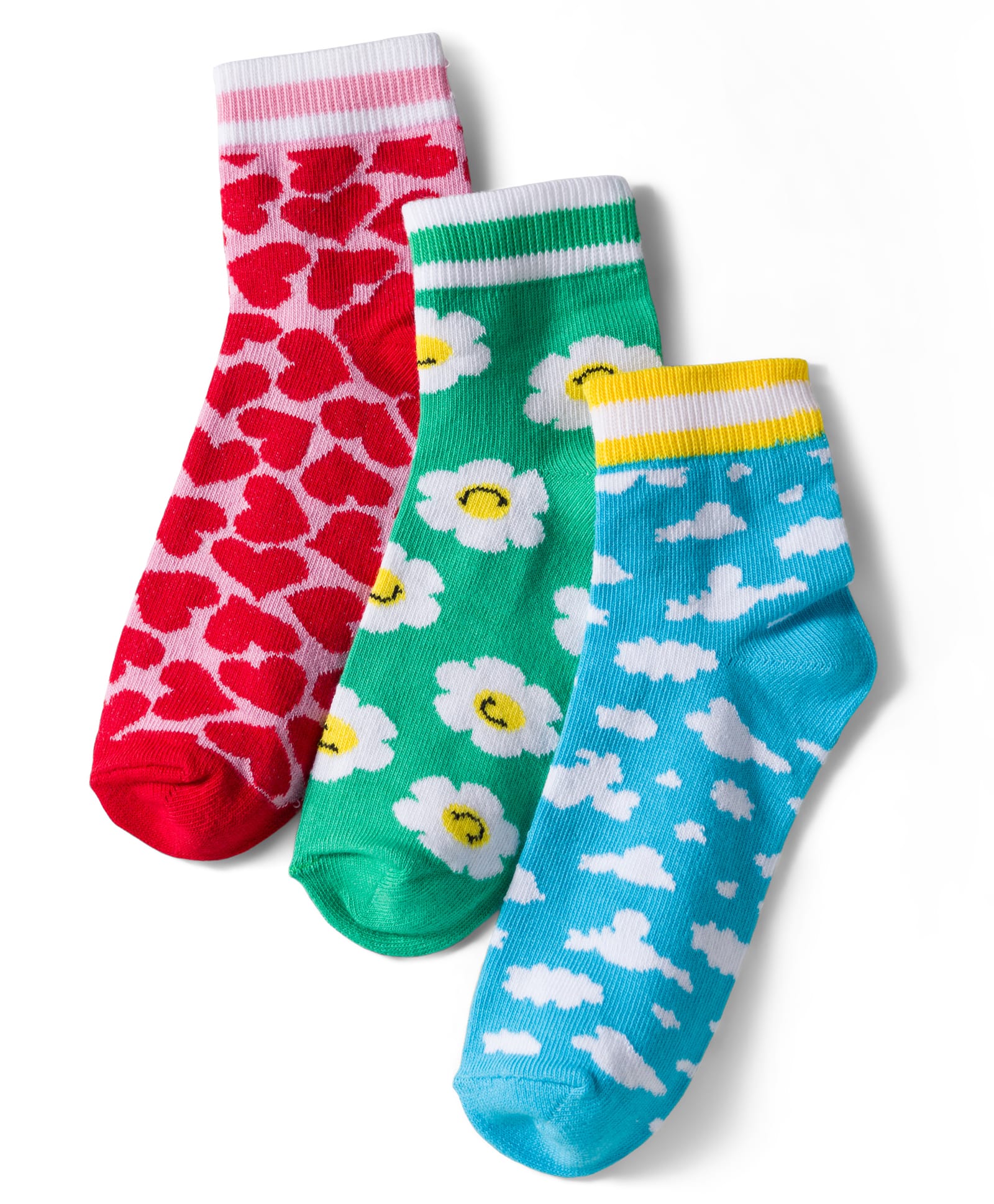 Pine Kids Knit Ankle Length Socks with Floral & Heart Design Pack of 3 (Color May Vary)-image-37