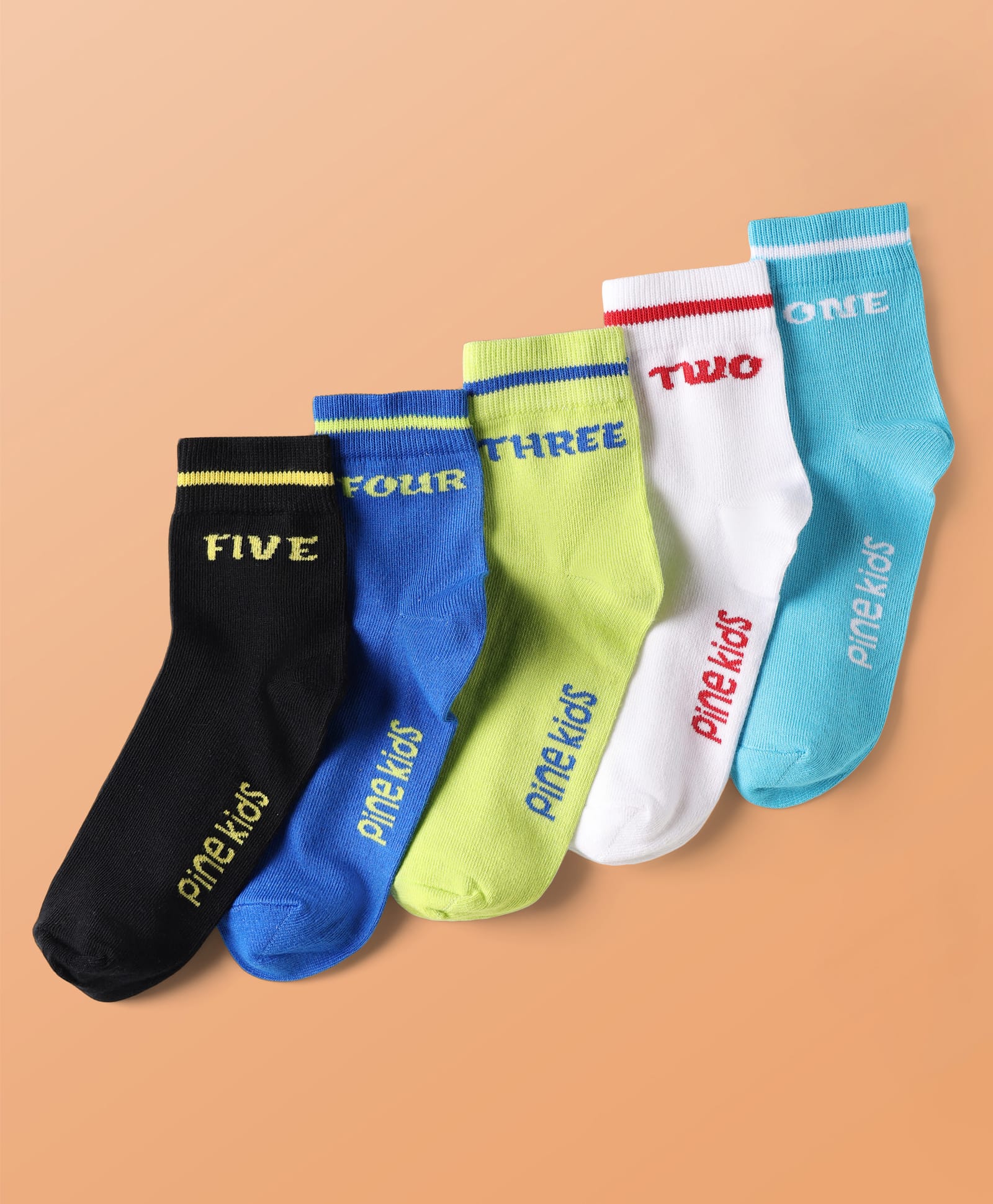 Pine Kids Cotton Knit Ankle Length Socks With Numbers Design Pack of 5 ( Colour May Vary )-picture-27