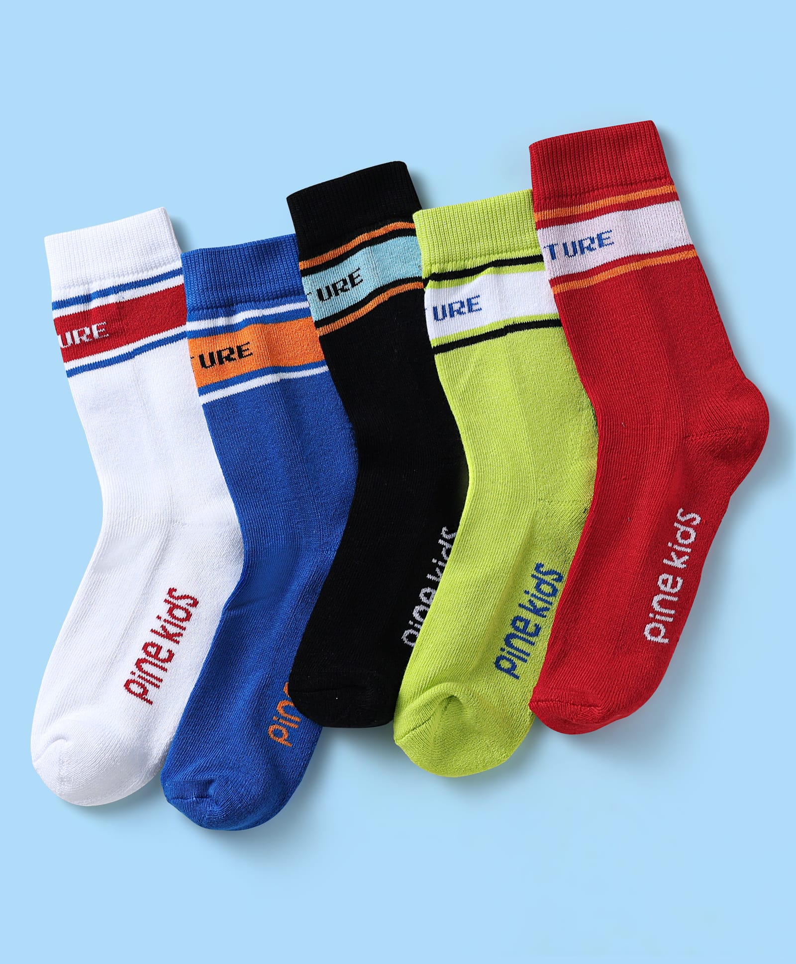 Pine Kids Knit Ankle Length Silvadur Antimicrobial Socks with Design Pack of 5 - Multicolor-picture-24