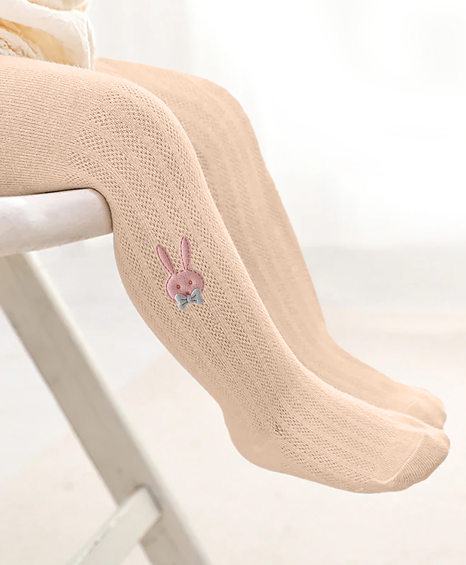 SYGA Cotton Mesh Rabbit Detail Stockings - Beige-picture-10