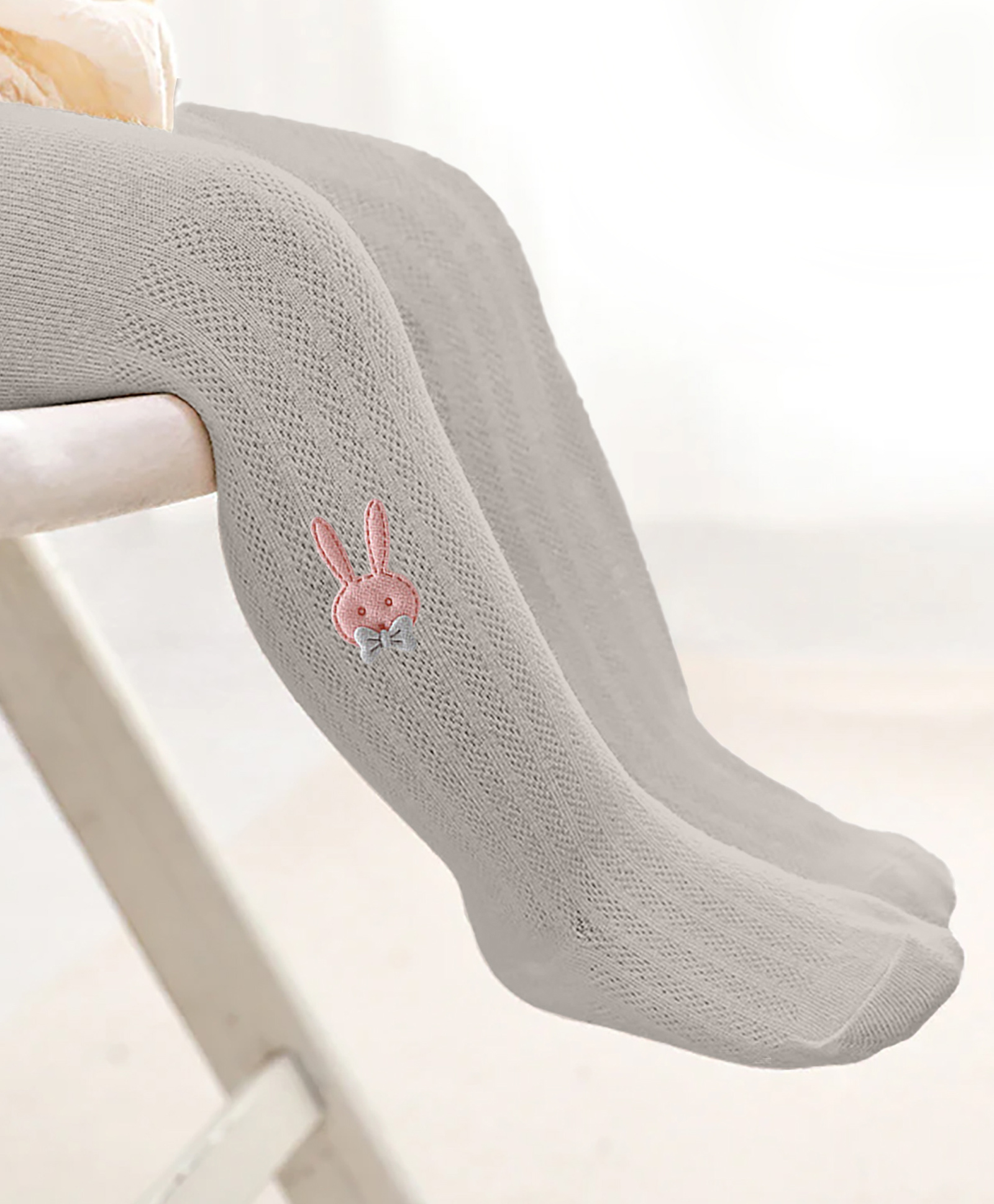 SYGA Cotton Mesh Rabbit Detail Stockings - Grey-picture-20