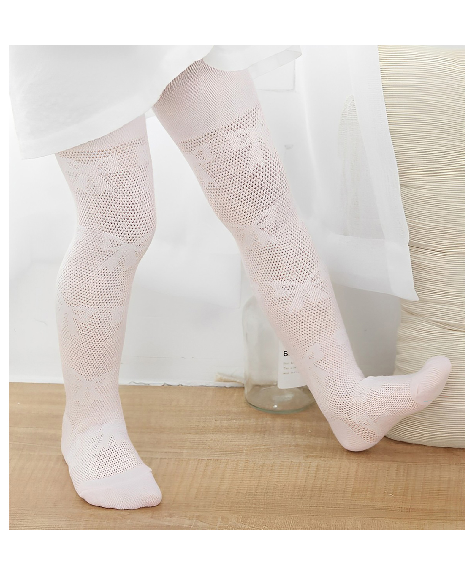 SYGA Cotton Mesh Bow Design Stockings - White-image-43