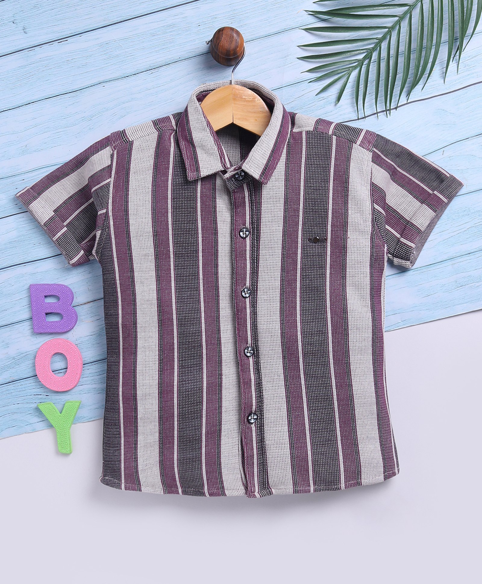 TOONYPORT Cotton Half Sleeves Striped Shirt - Multi Colour-image-49